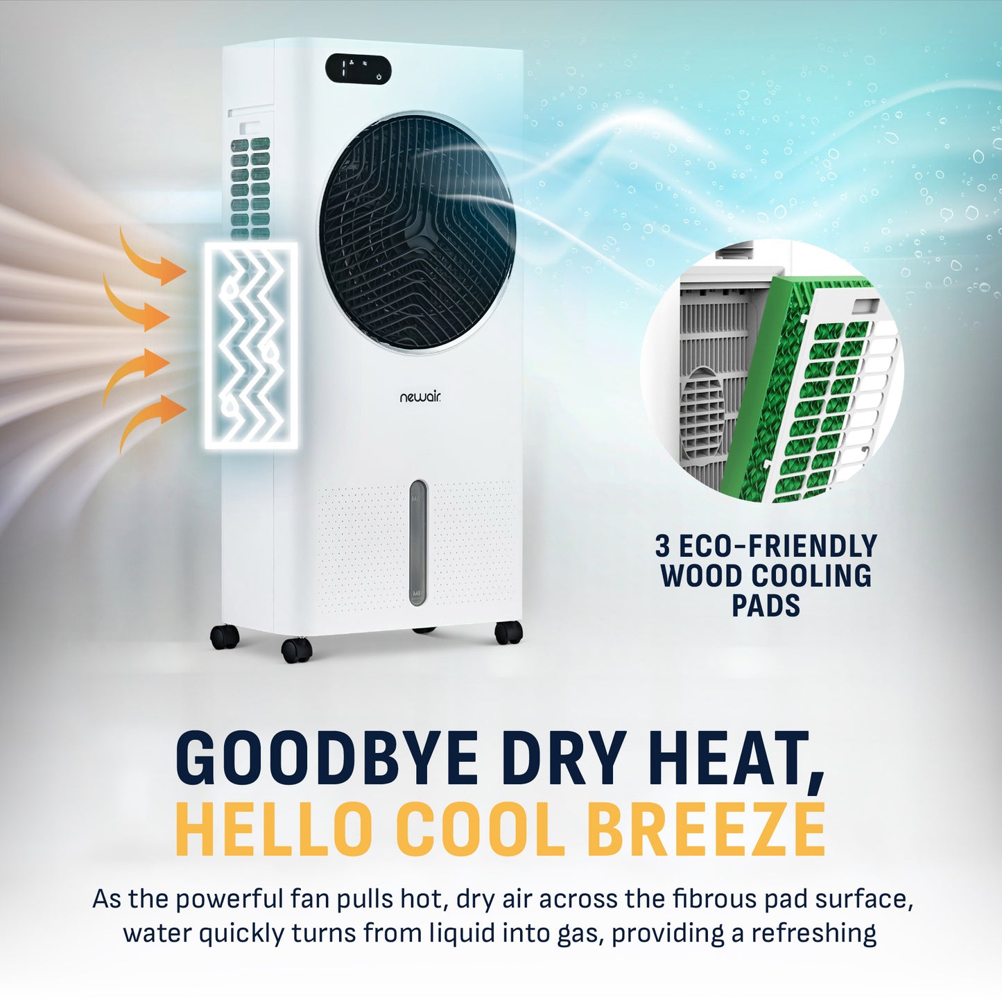 Newair® Evaporative Air Cooler and Portable Cooling Fan 1,600 CFM with Honeycomb Pad Cooling - White