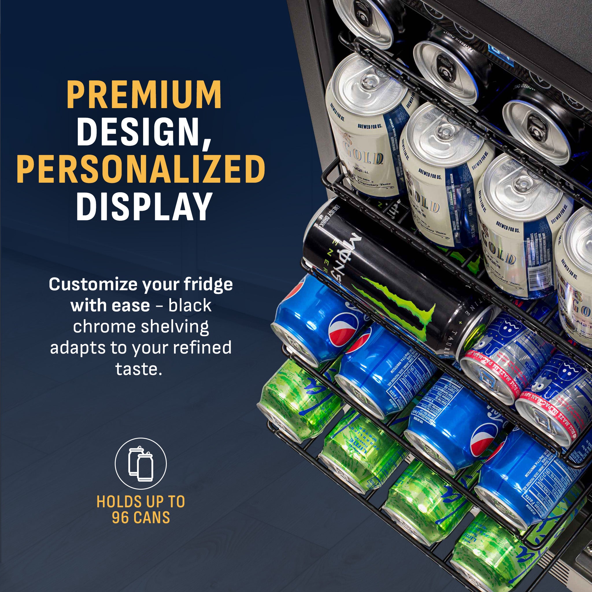 96-Can Built-In Stainless Steel Beverage Fridge | Newair