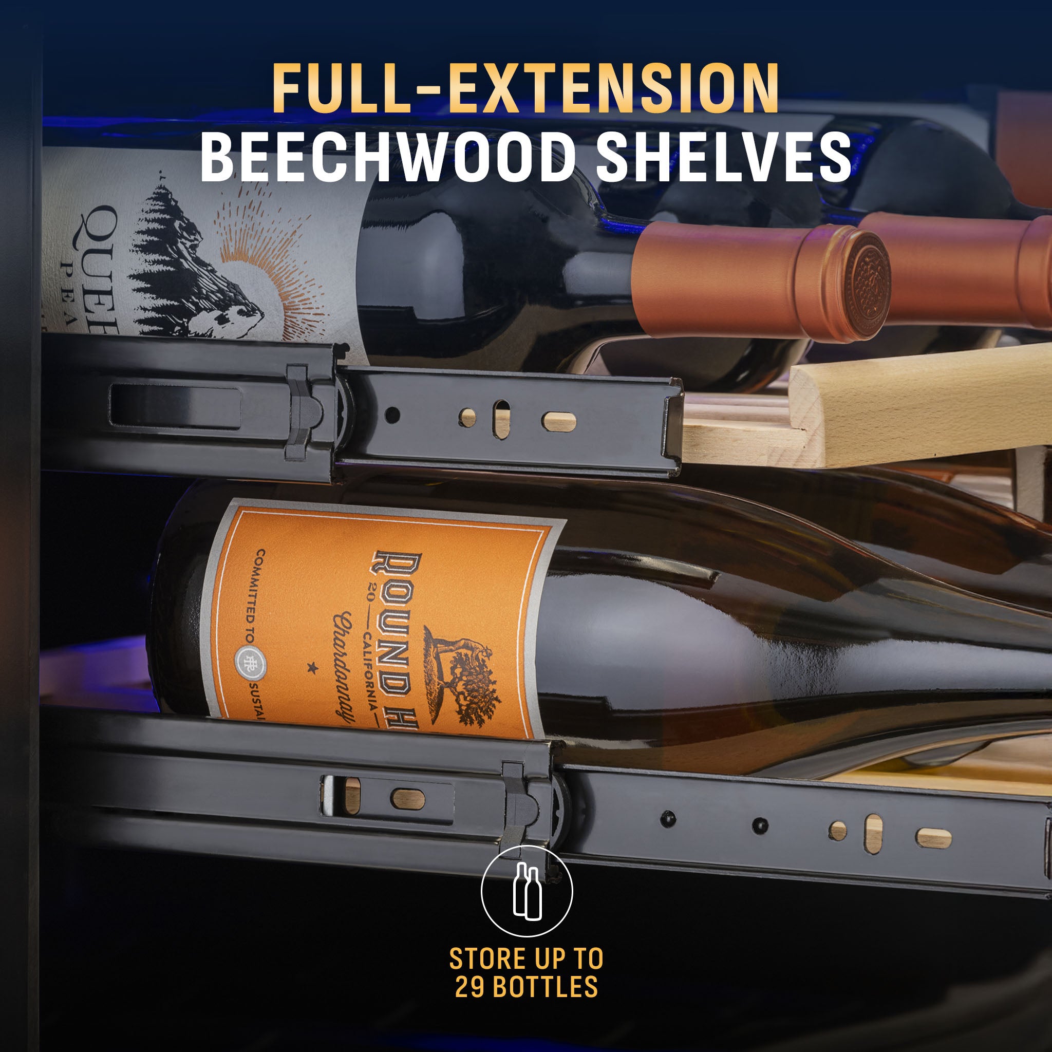 29-Bottle Stainless Steel Built-In Dual Zone Wine Fridge | Newair