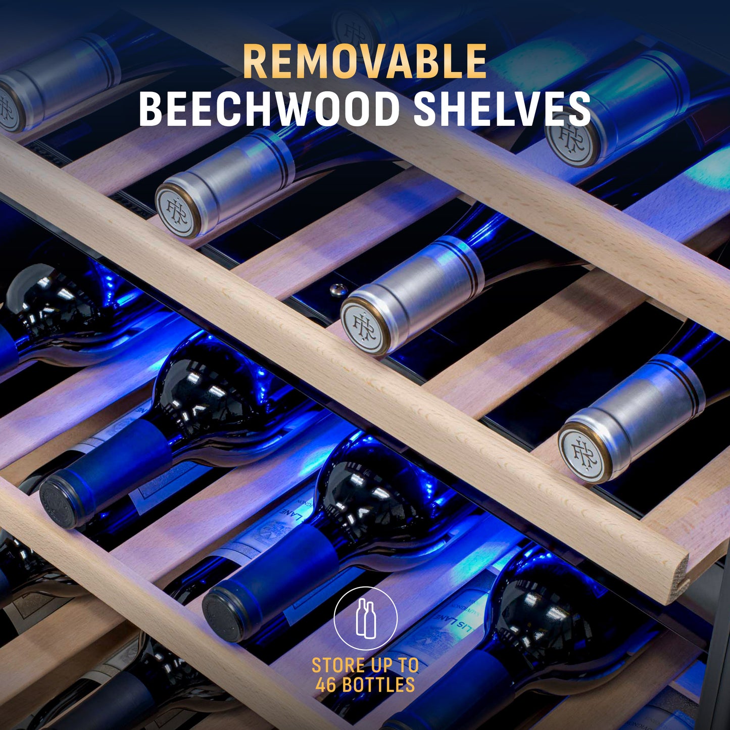 Newair® Premium 46-Bottle Built-In Dual Zone Wine Fridge in Stainless Steel -  23.5"