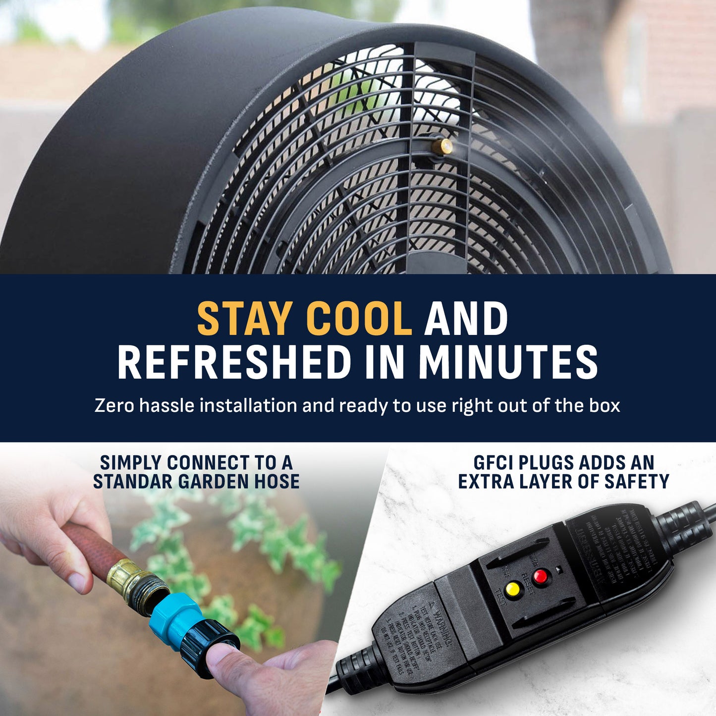 Newair® Outdoor Misting and Pedestal Fan - 1,600-CFM