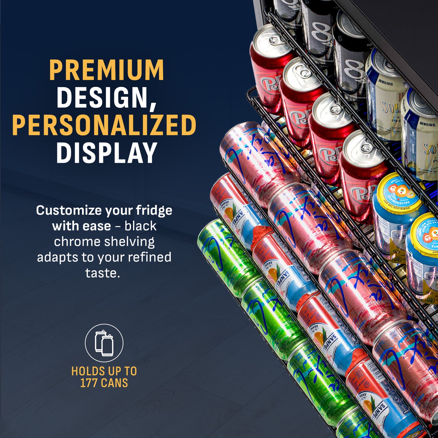 Newair® 177-Can Built-In Black Beverage Fridge - 24"