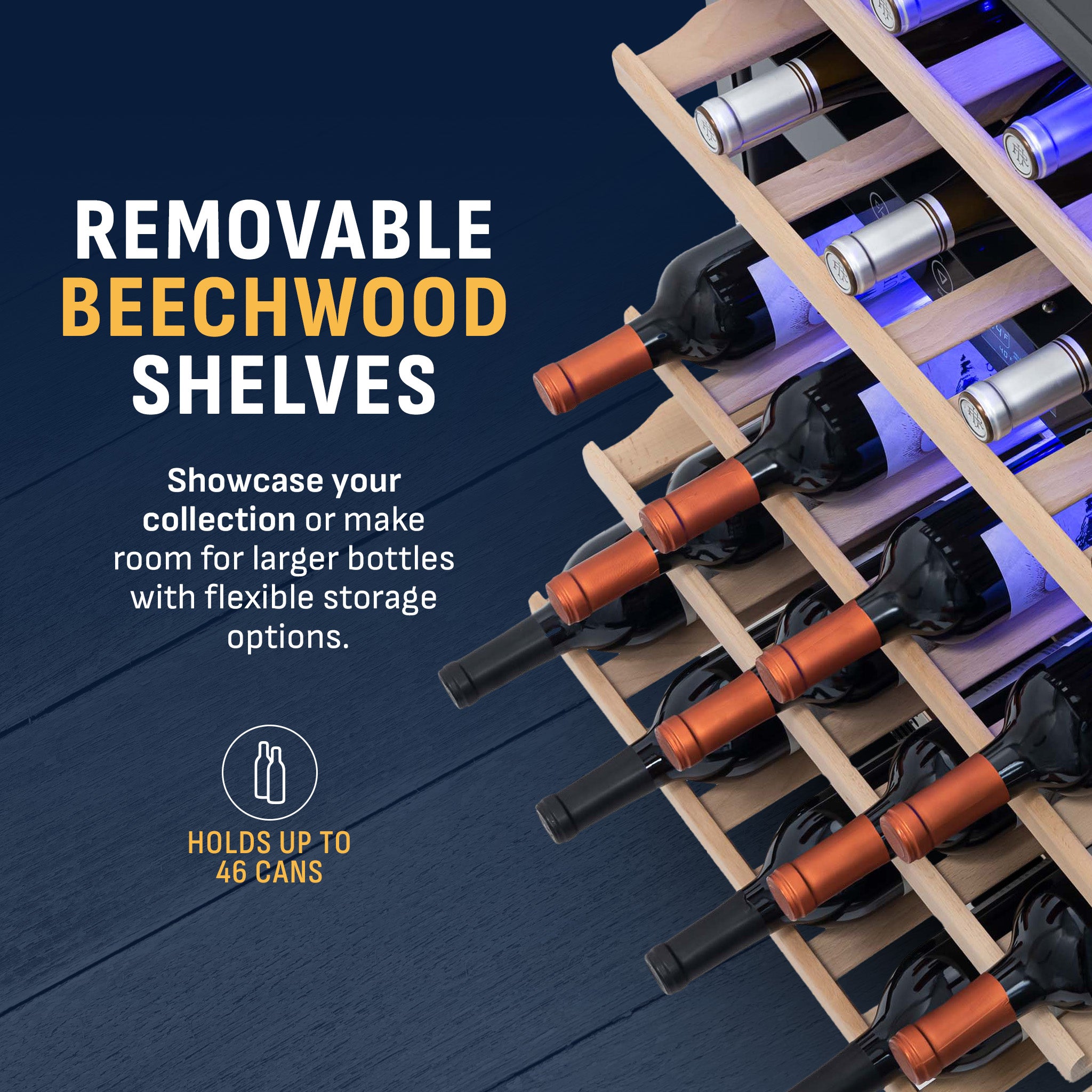 Woodstock Garden Wine Rack NewAir 24” Built-in 46 Bottle Dual Zone