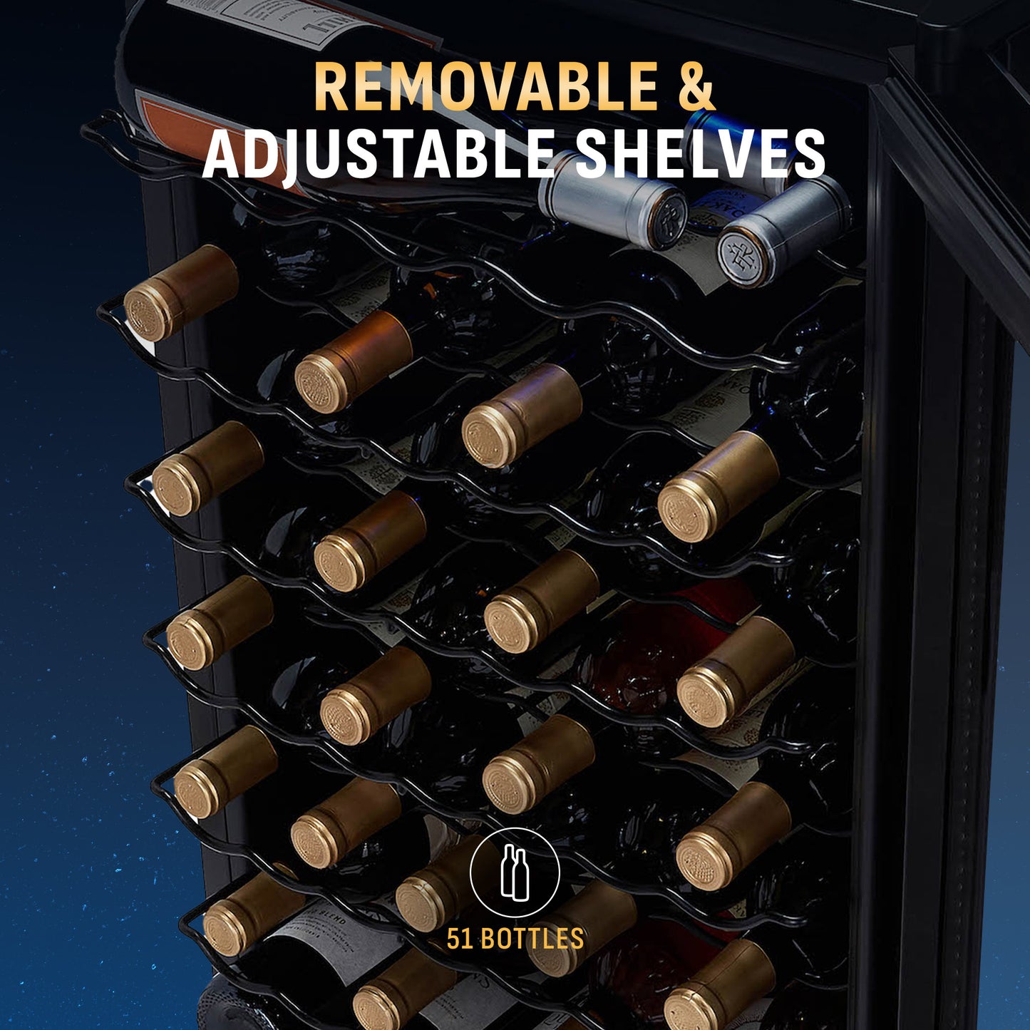 Newair® 51-Bottle 19.5" Black Freestanding Wine Fridge