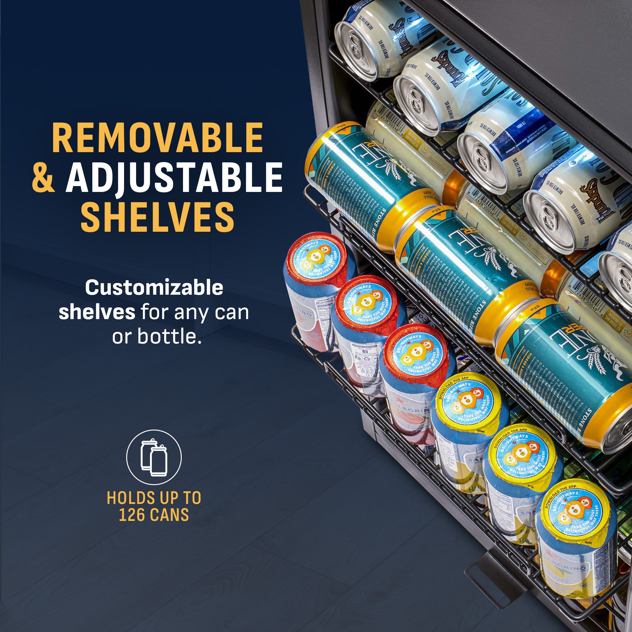 126 Can Compact Beverage Fridge | Freestanding Mini Fridge
