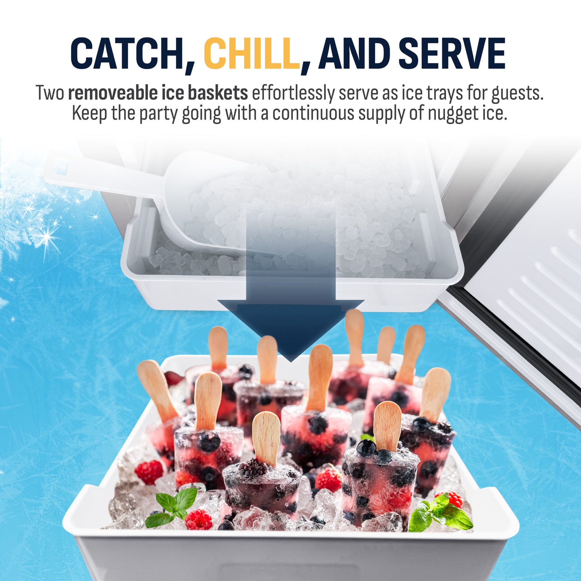 Newair 15” Undercounter Nugget Ice Maker, 66 lbs/day - Stainless Steel