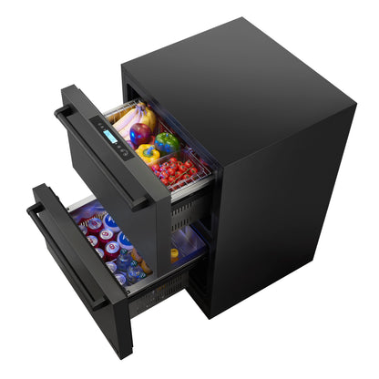 newair-24-inch-indoor-outdoor-dual-drawer-freezer-fridge-convertible-refrigerator-black-stainless-steel