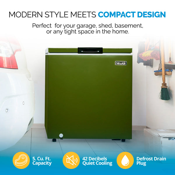 5 Cu. Ft. Mini Deep Chest Freezer and Fridge - Military Green | Newair
