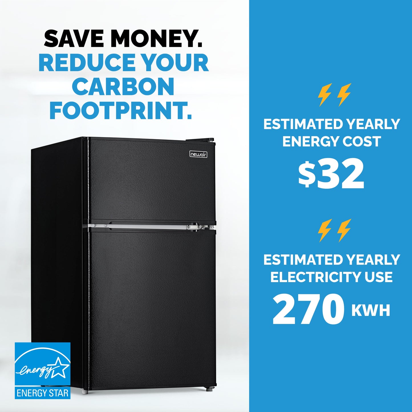 Newair® Compact Mini Fridge with Freezer, 3.1 Cu. Ft. - Black