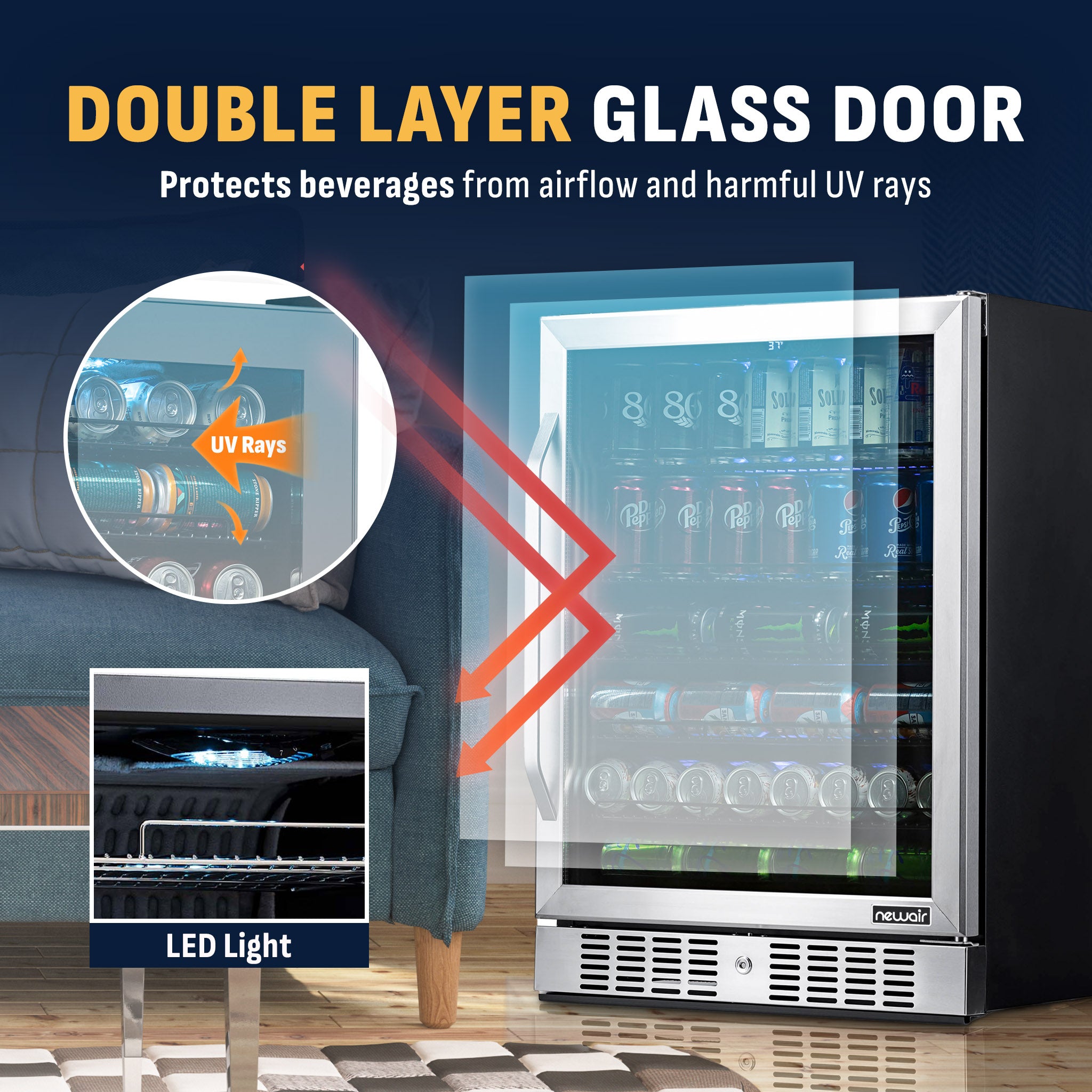177-Can Built-In Stainless Steel Beverage Fridge | Newair