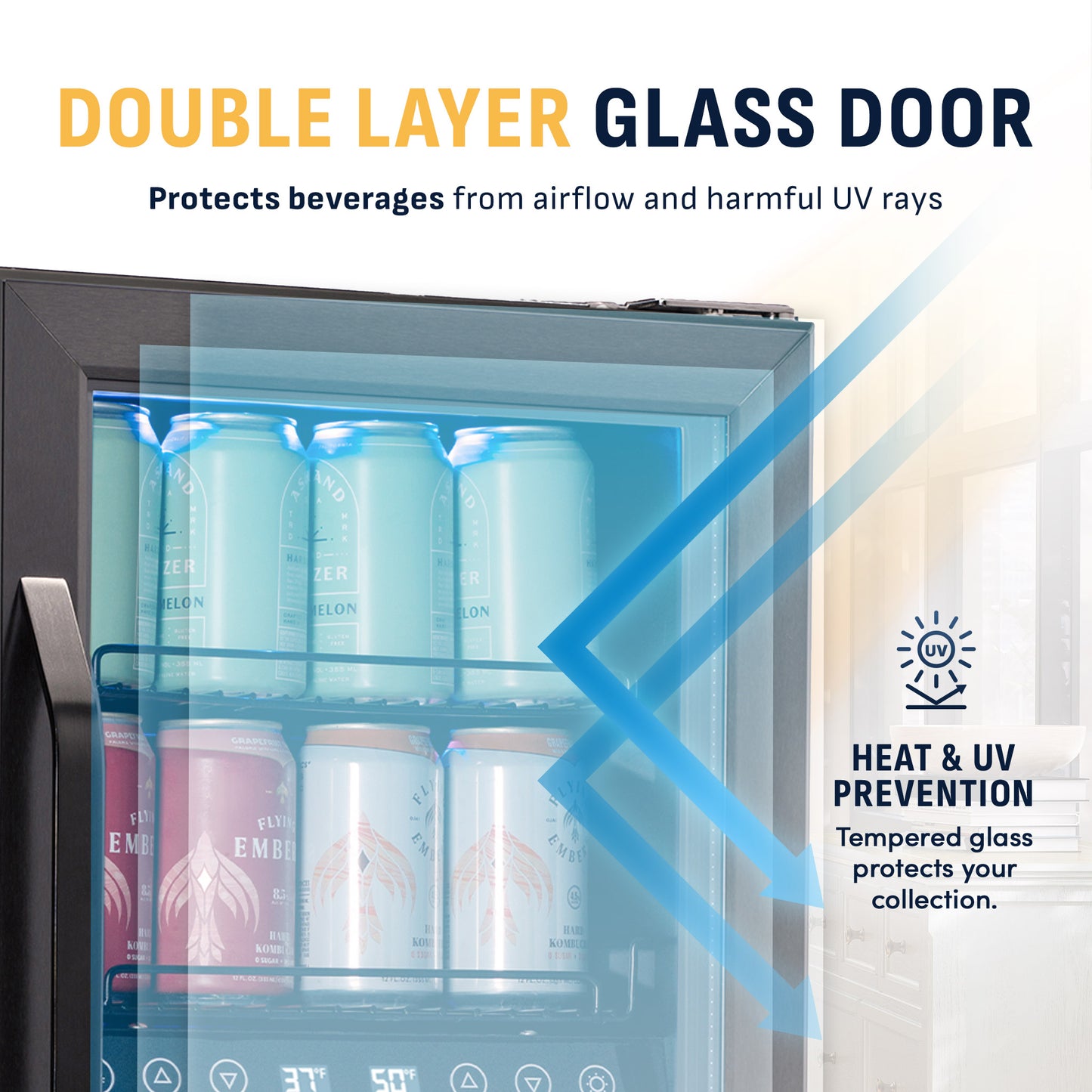 Newair® 80-Can, 33-Bottle Built-in Black Beverage Fridge - 15"