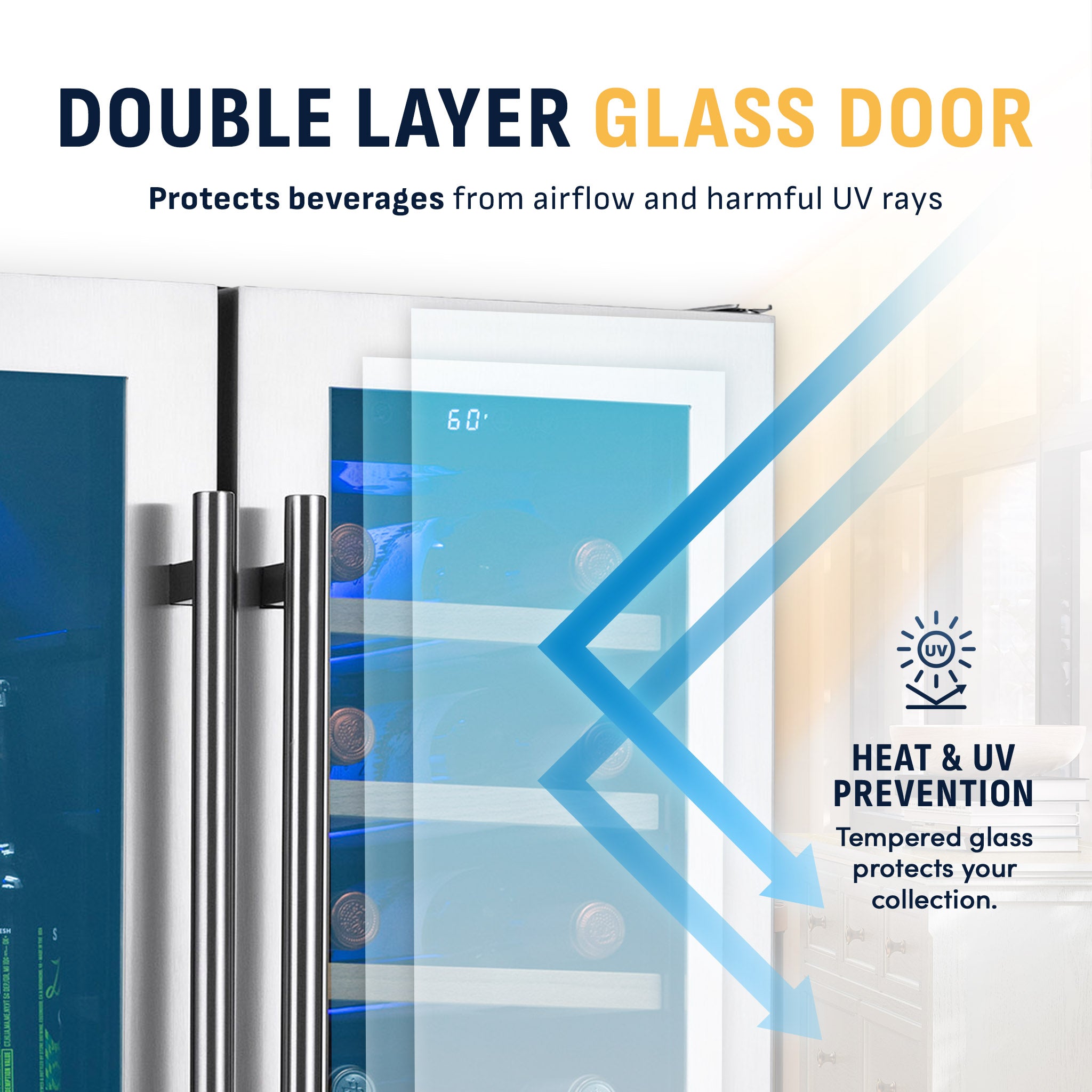 58-Can, 18-Bottle Premium Built-in Dual Zone Beverage Fridge | Newair