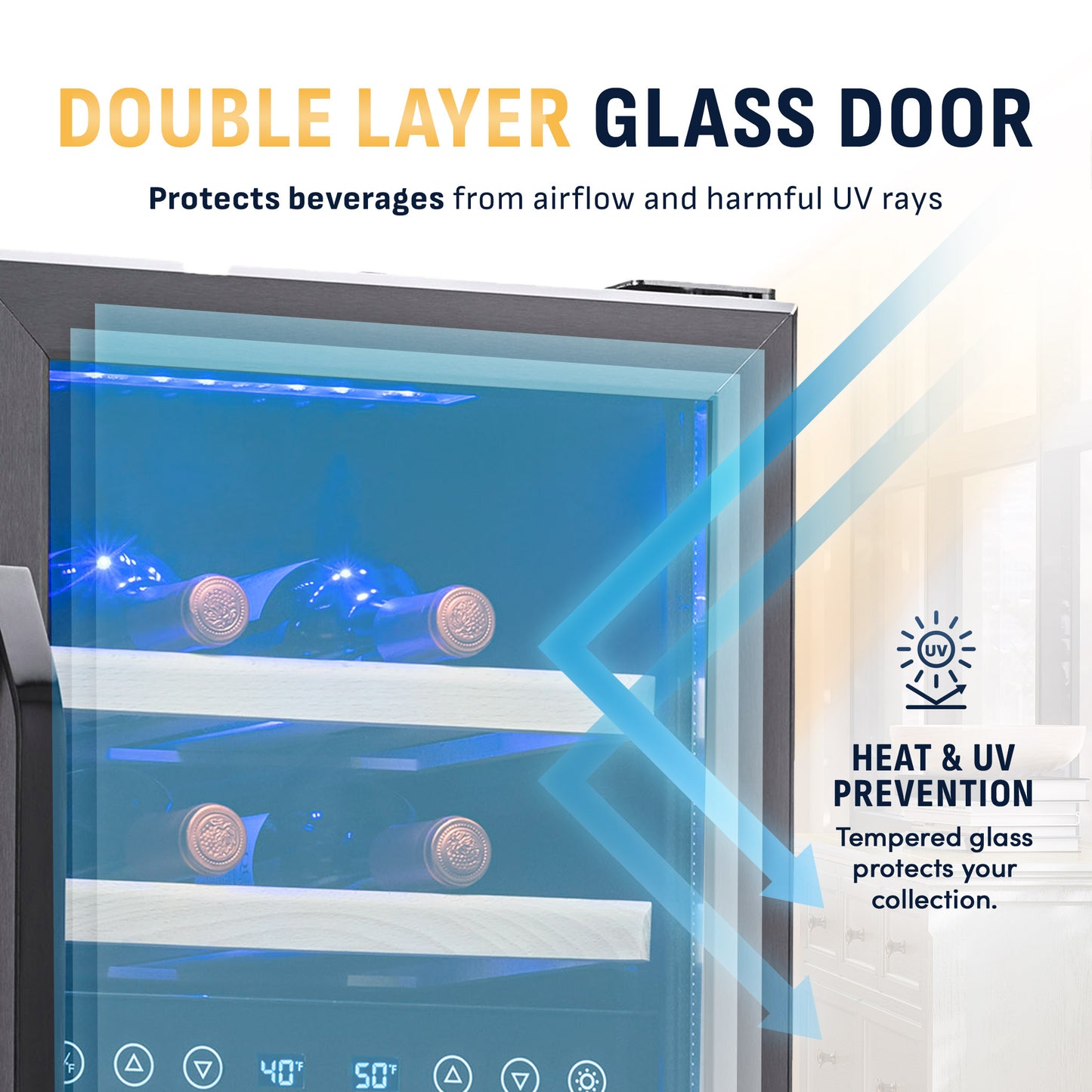 Newair® 29-Bottle 14.8" Black Built-In Dual Zone Wine Fridge