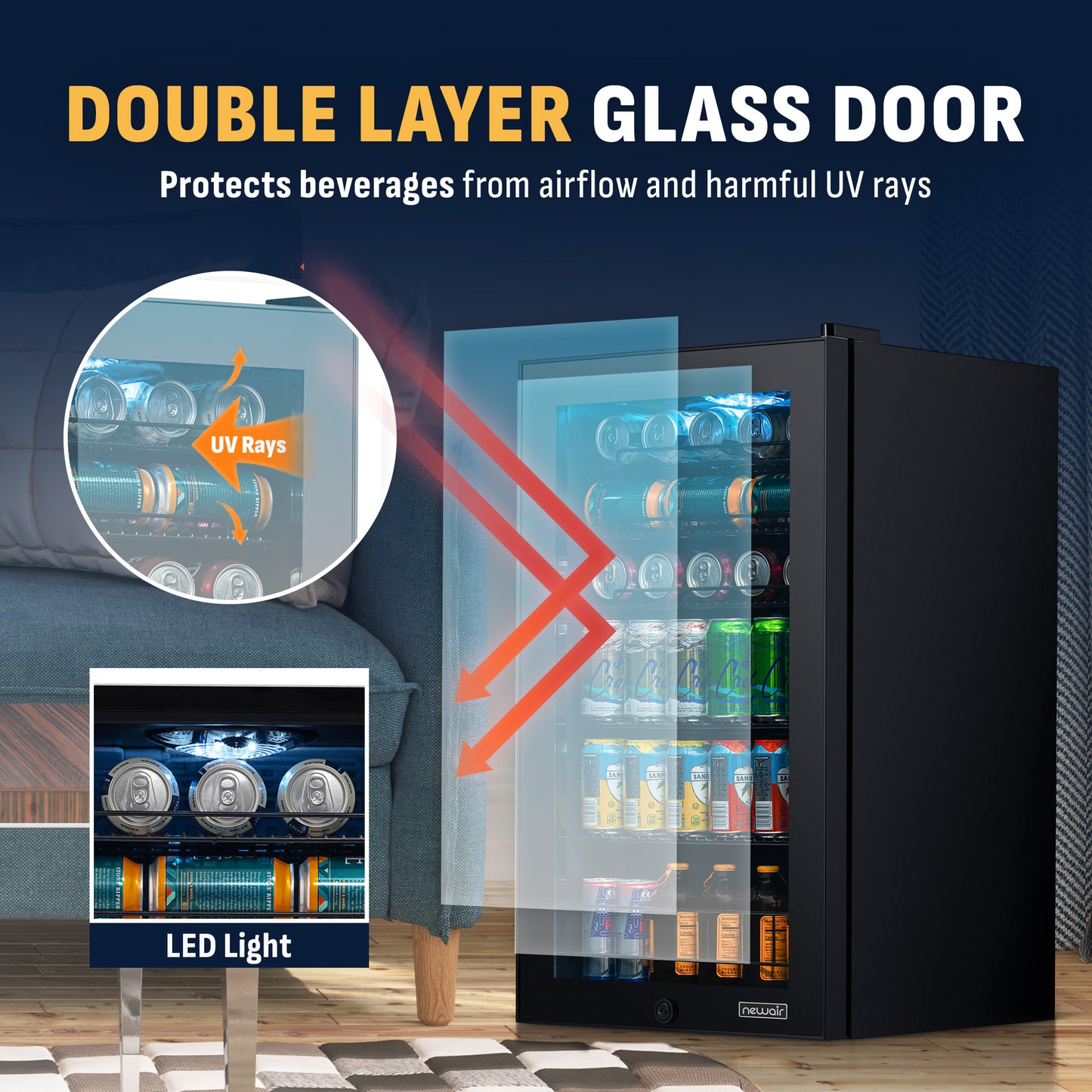 Newair® 126-Can Freestanding Black Beverage Fridge - 18.8"
