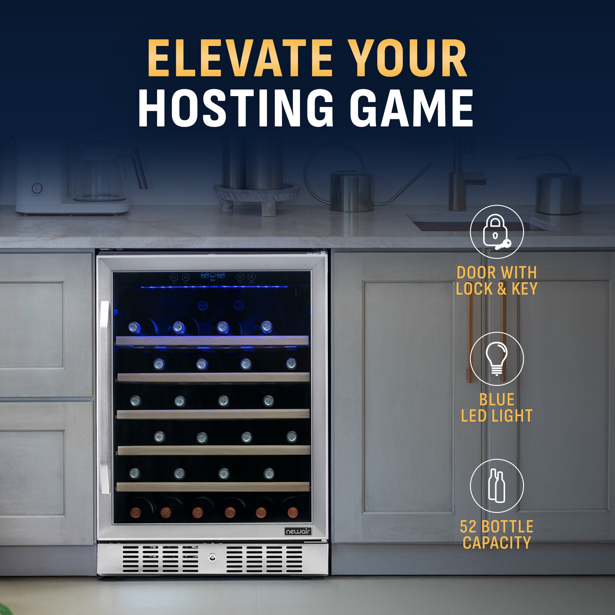 52-Bottle Stainless Steel Built-In Wine Fridge | Newair