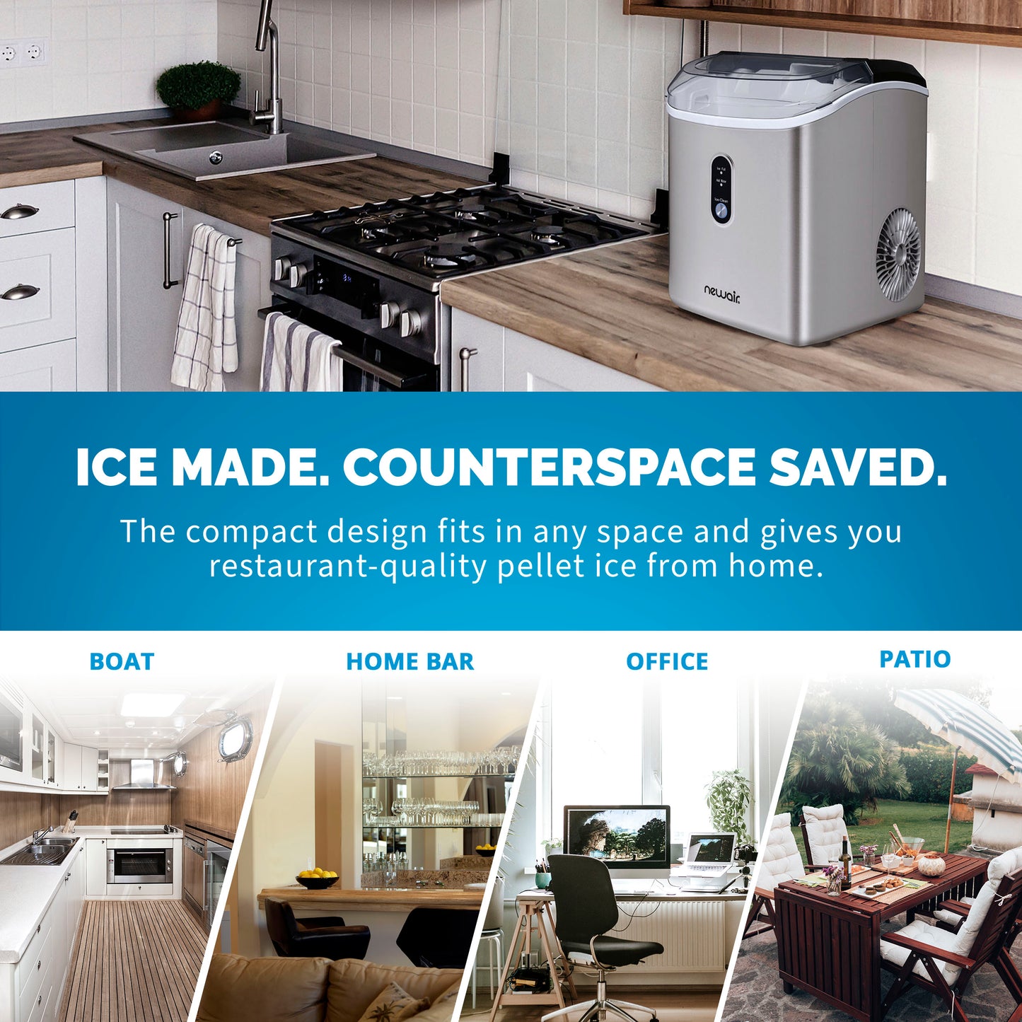 Newair® Countertop Nugget Ice Maker in Matte Black or Stainless Steel, 26 lbs/Day