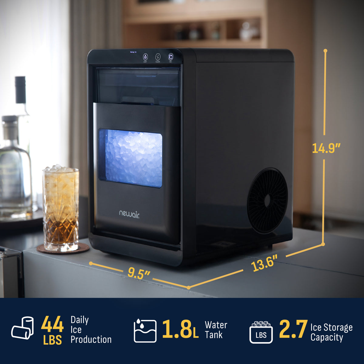 Newair® Countertop Ice Maker Nugget Ice, 44 lbs/24 hours