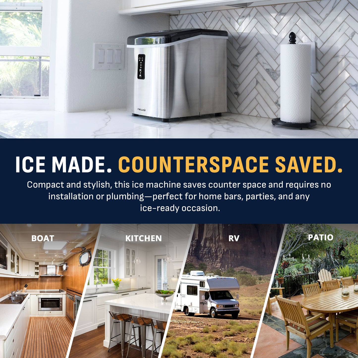 Newair® Countertop Ice Maker, Bullet Ice