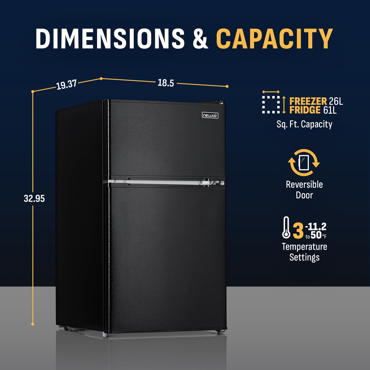 Newair® Compact Mini Fridge with Freezer, 3.1 Cu. Ft. - Black