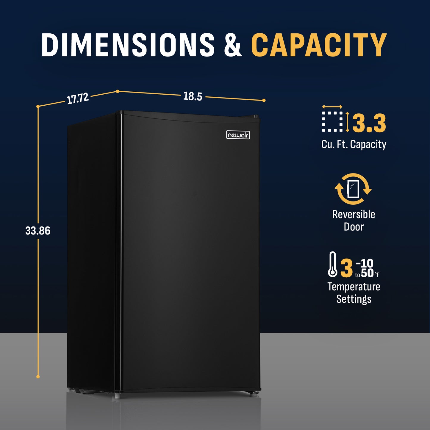 Newair® Compact Mini Fridge with Freezer, 3.3 Cu. Ft. - Black