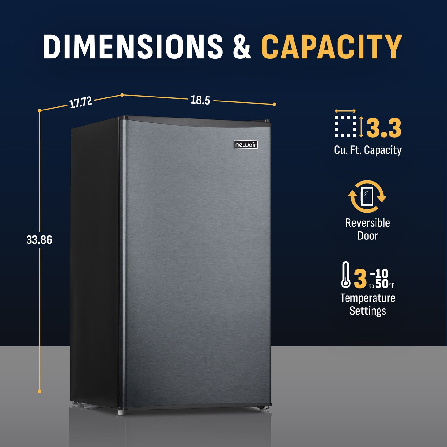 Newair® Compact Mini Fridge with Freezer, 3.3 Cu. Ft. - Black