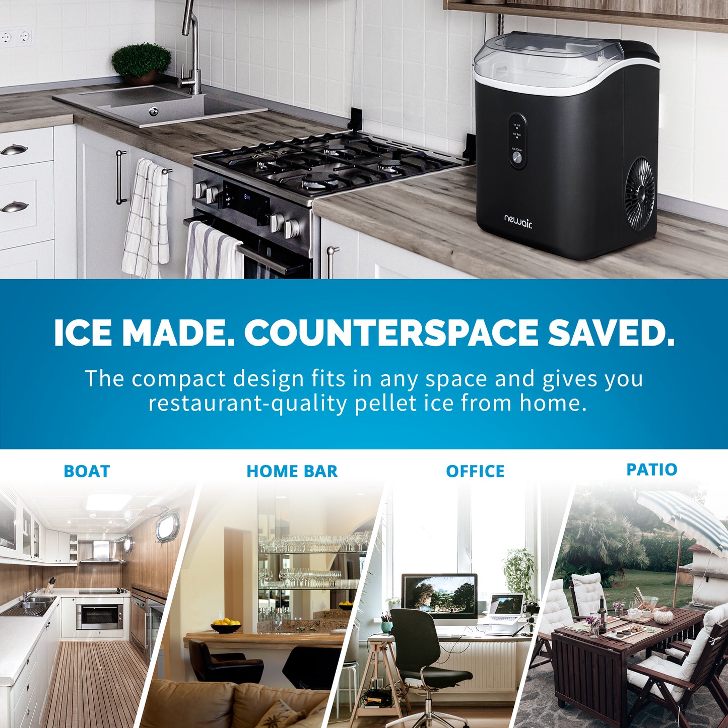 Newair® Countertop Nugget Ice Maker in Matte Black or Stainless Steel, 26 lbs/Day