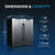 Dimensions and Capacity of Wine Fridge, with freestanding fridge and measurements. 