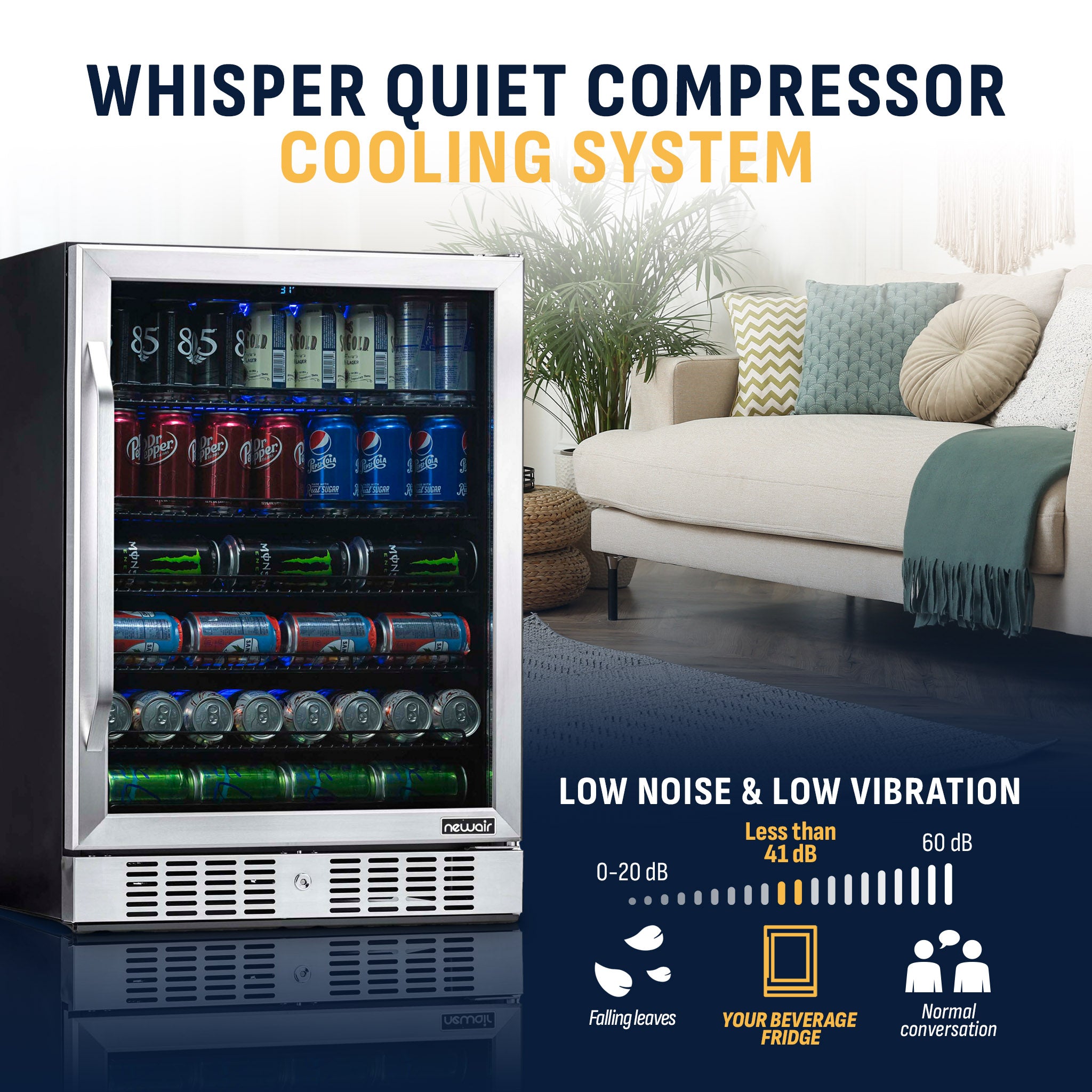177-Can Built-In Stainless Steel Beverage Fridge | Newair