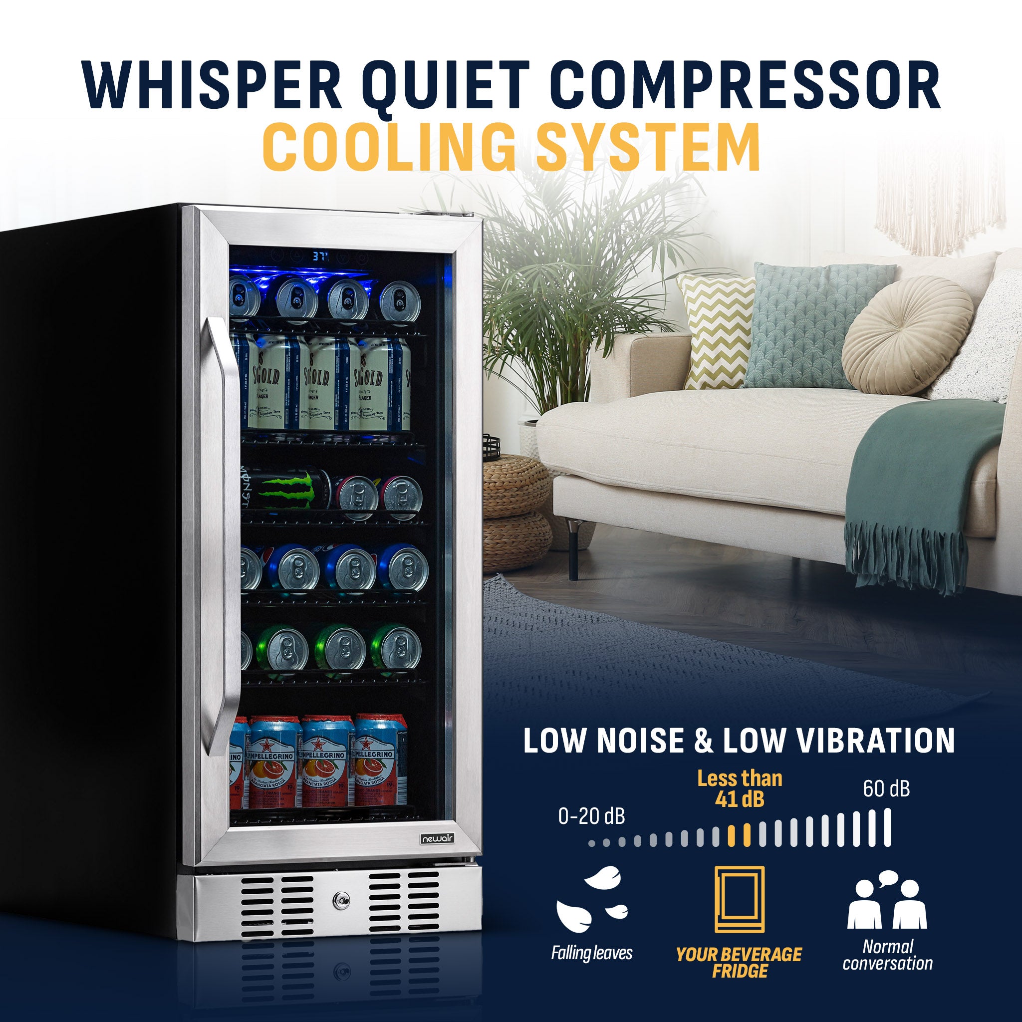96-Can Built-In Stainless Steel Beverage Fridge | Newair