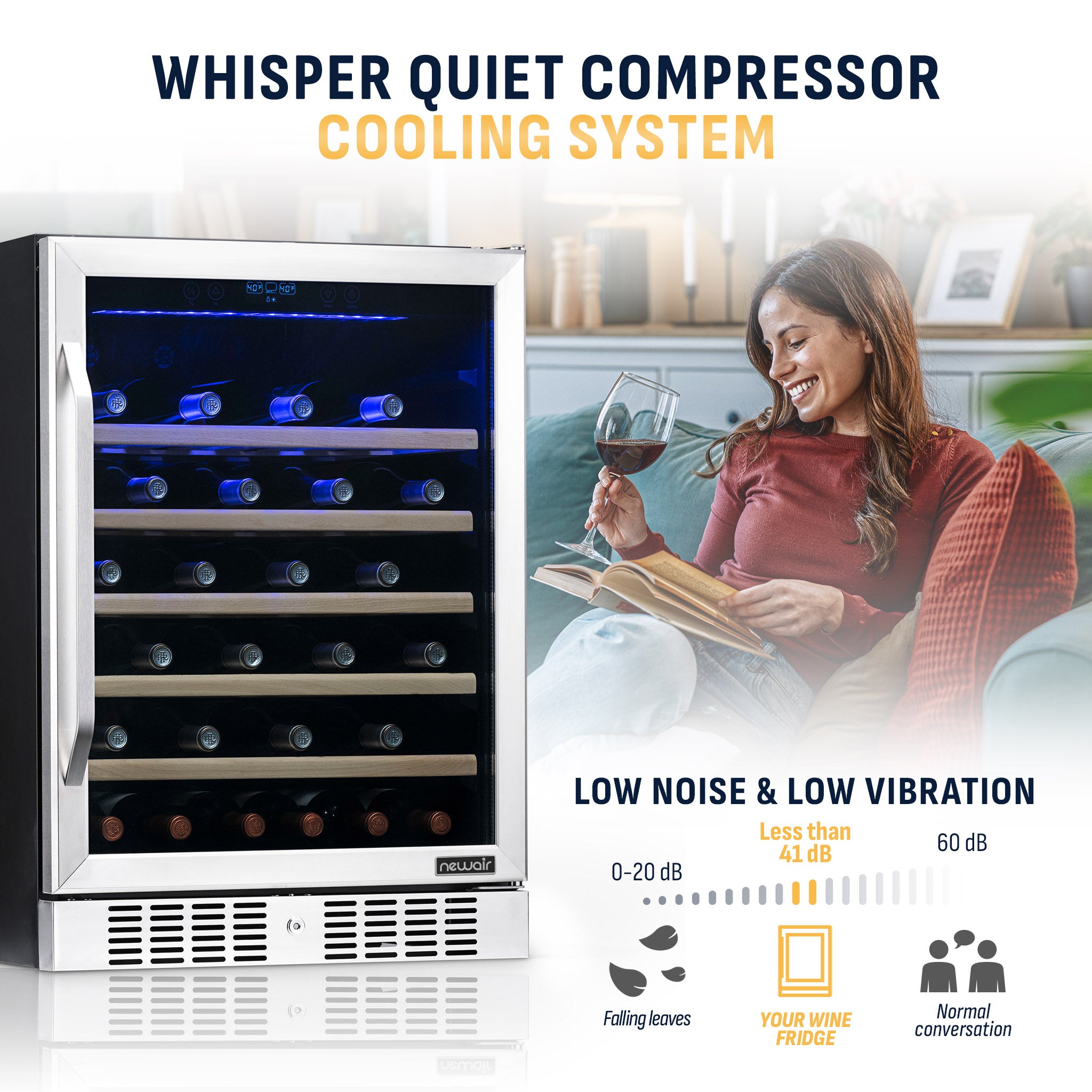 52-Bottle Stainless Steel Built-In Wine Fridge | Newair