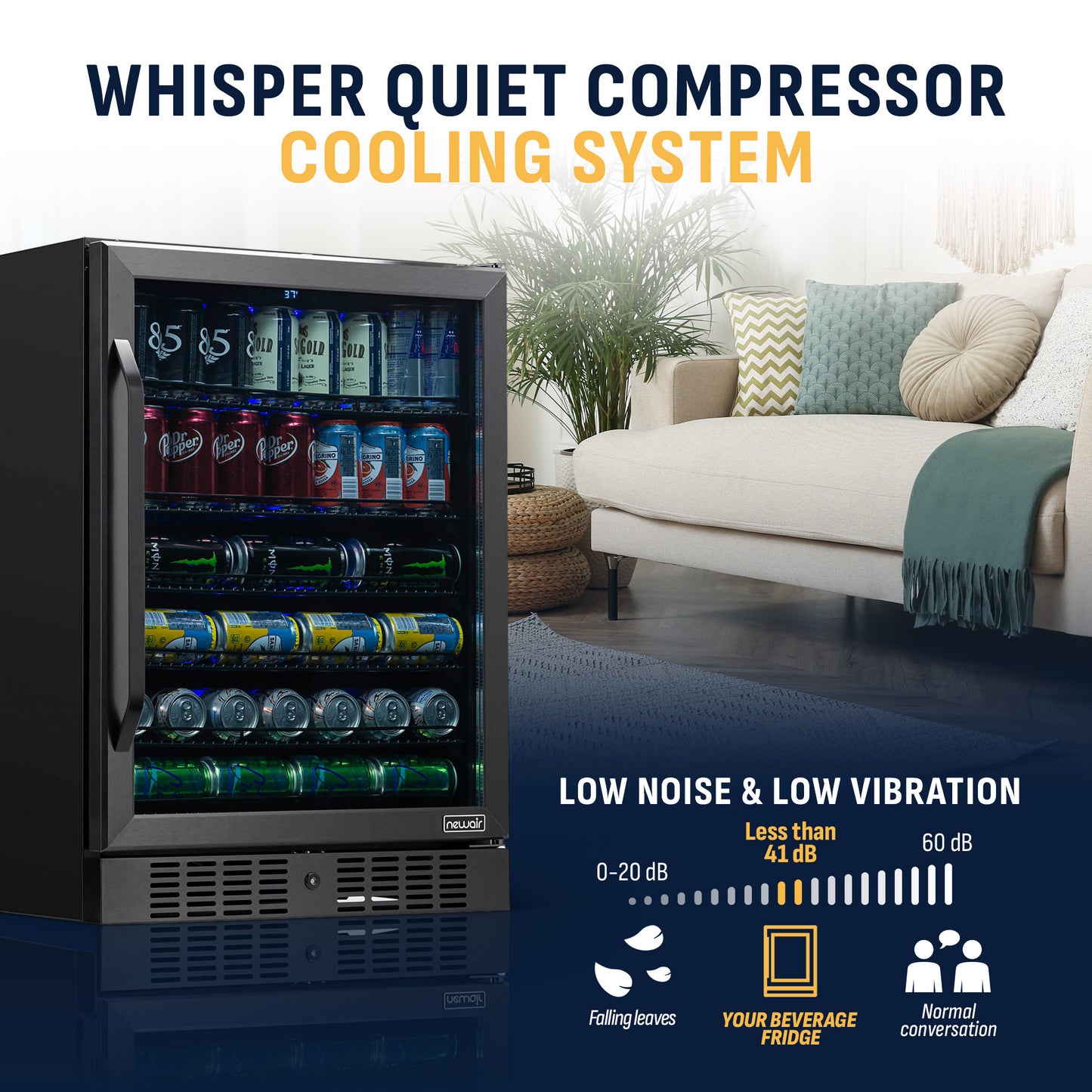 Newair® 177-Can Built-In Black Beverage Fridge - 24"