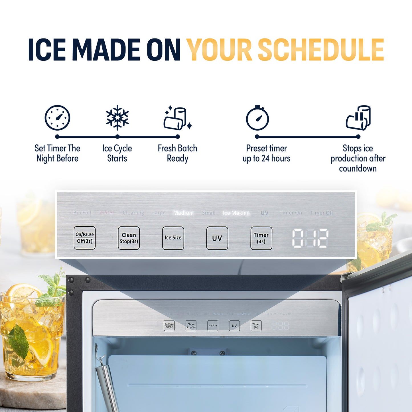 Newair 18” Undercounter Clear Ice Maker, 62–100 lbs