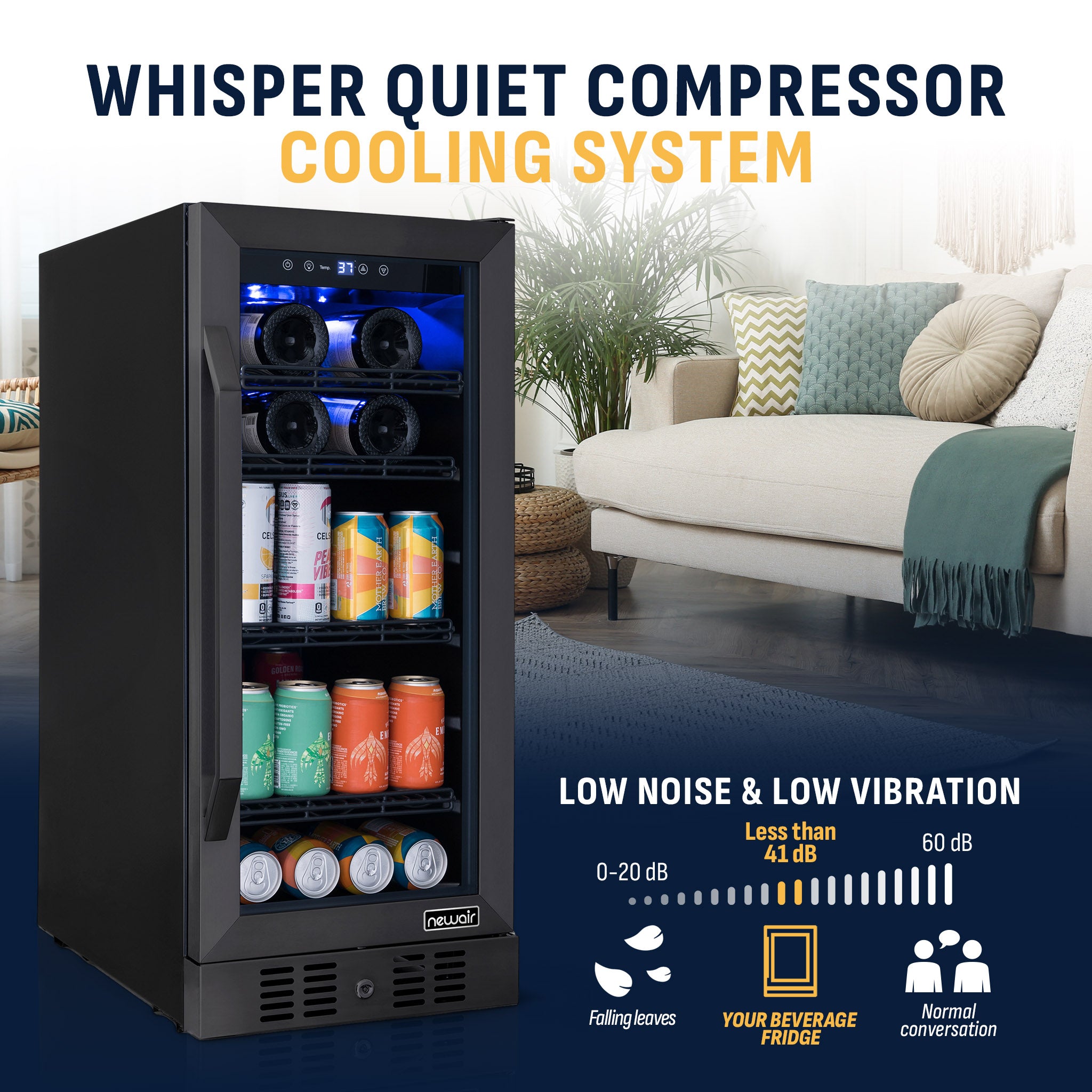 80-Can, 33-Bottle Built-In Beverage Fridge | Dual Storage