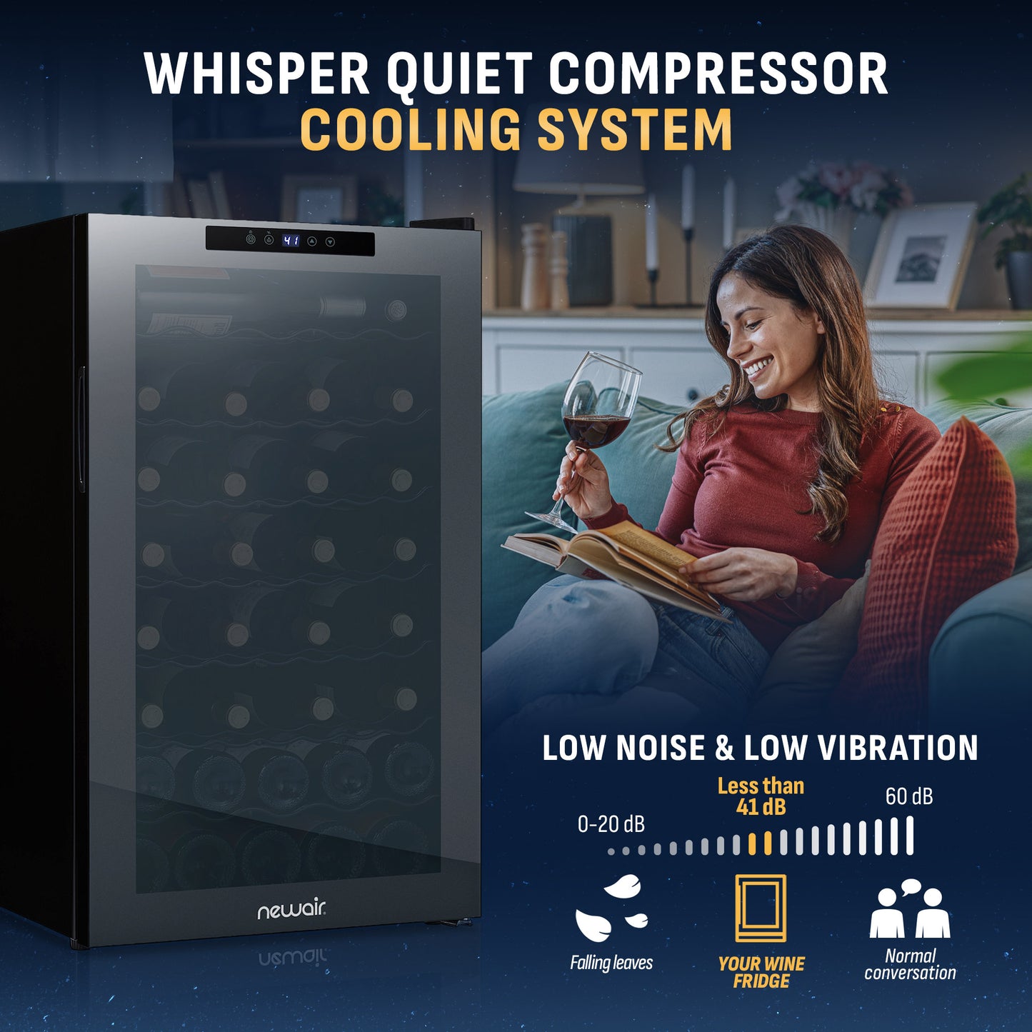 Newair® 51-Bottle 19.5" Black Freestanding Wine Fridge