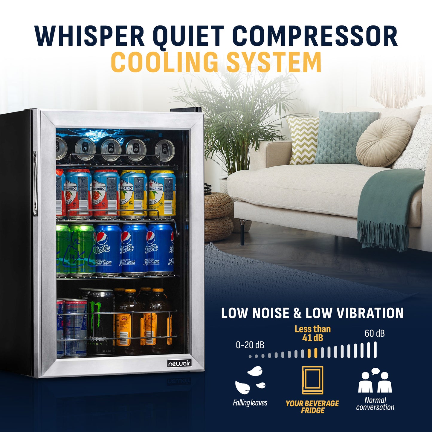 Newair® 90-Can Freestanding Stainless Steel Beverage Fridge -17"