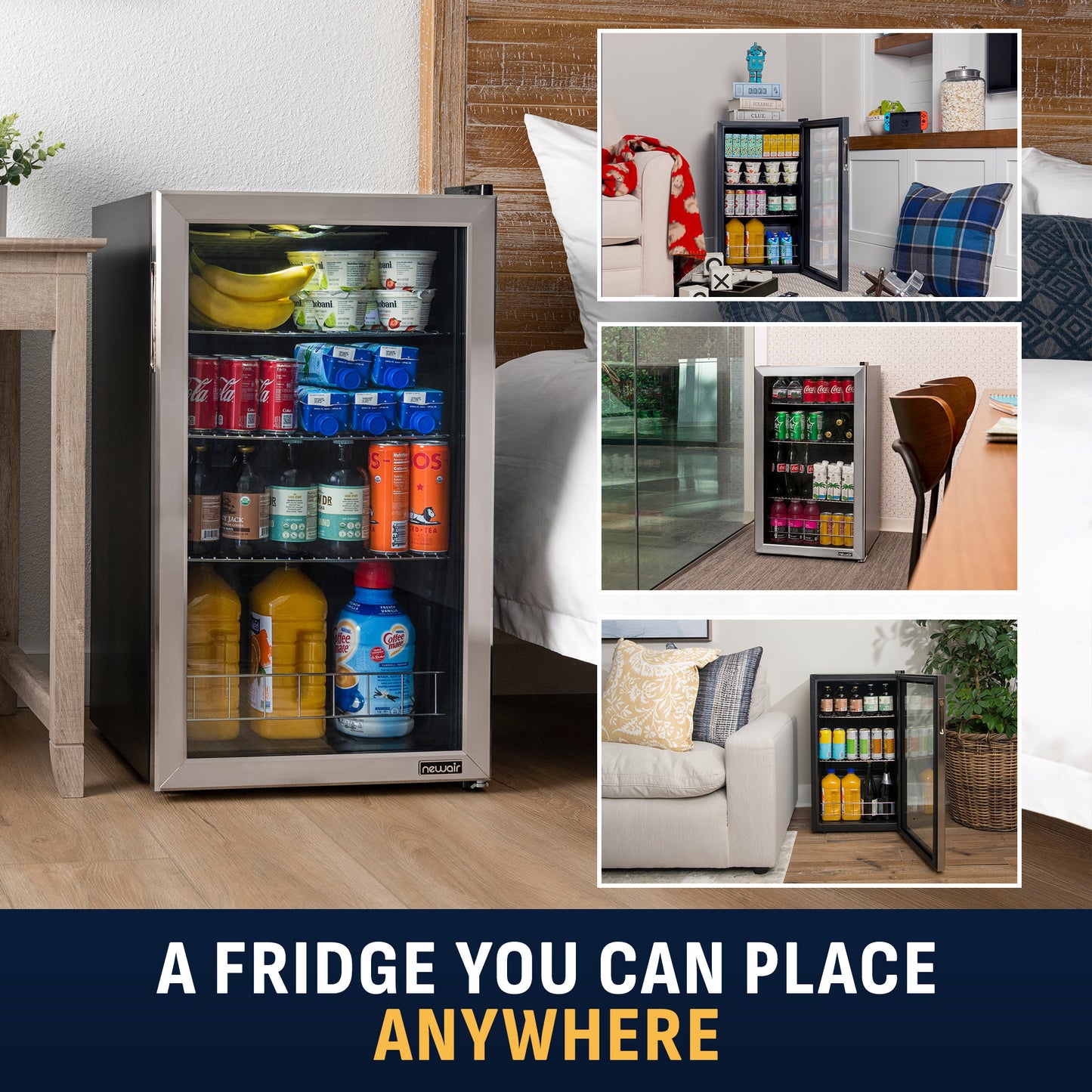 Newair® 126-Can Freestanding Stainless Steel Beverage Fridge - 18.9"