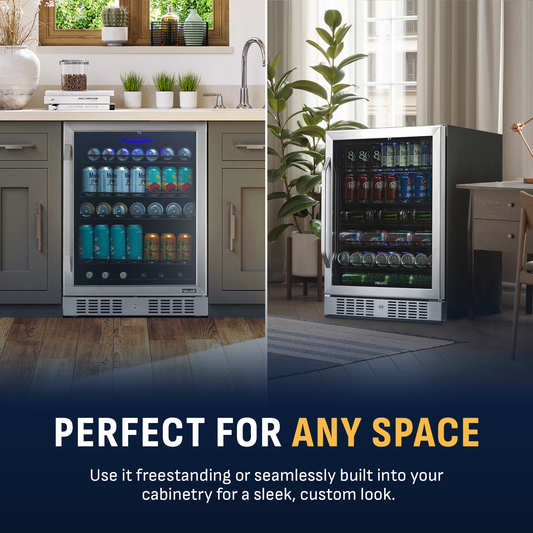 177-Can Built-In Stainless Steel Beverage Fridge | Newair