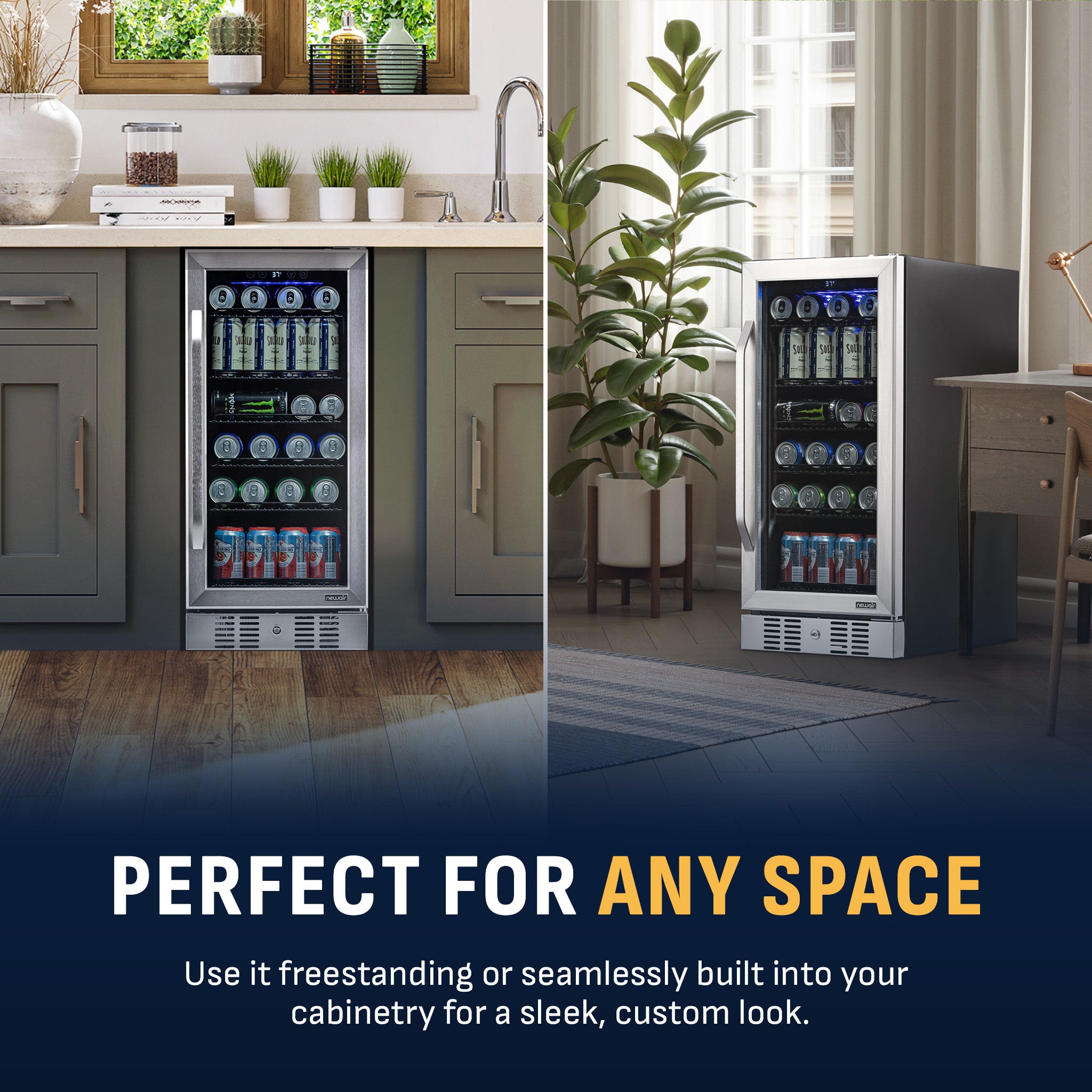 96-Can Built-In Stainless Steel Beverage Fridge | Newair