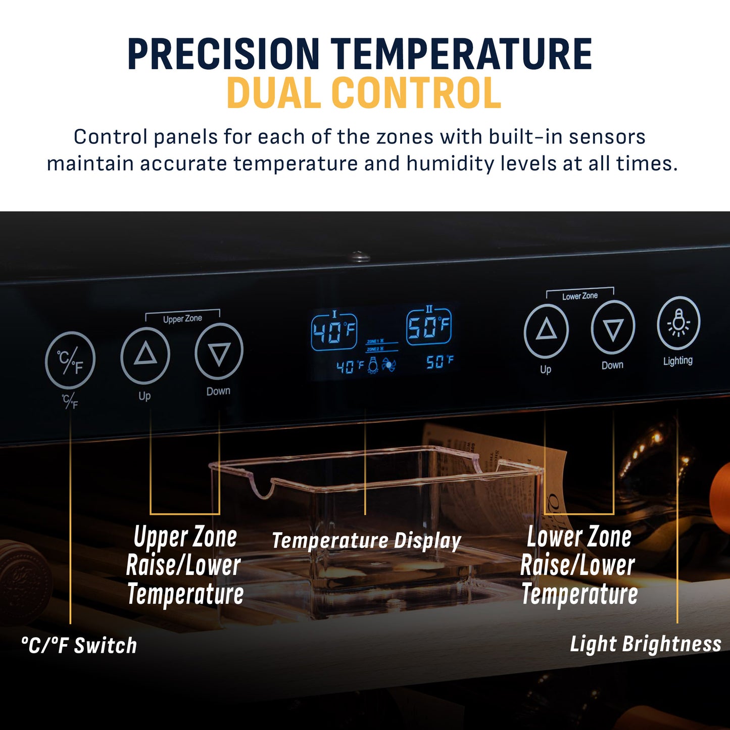 Newair® Premium 46-Bottle Built-In Dual Zone Wine Fridge in Stainless Steel -  23.5"