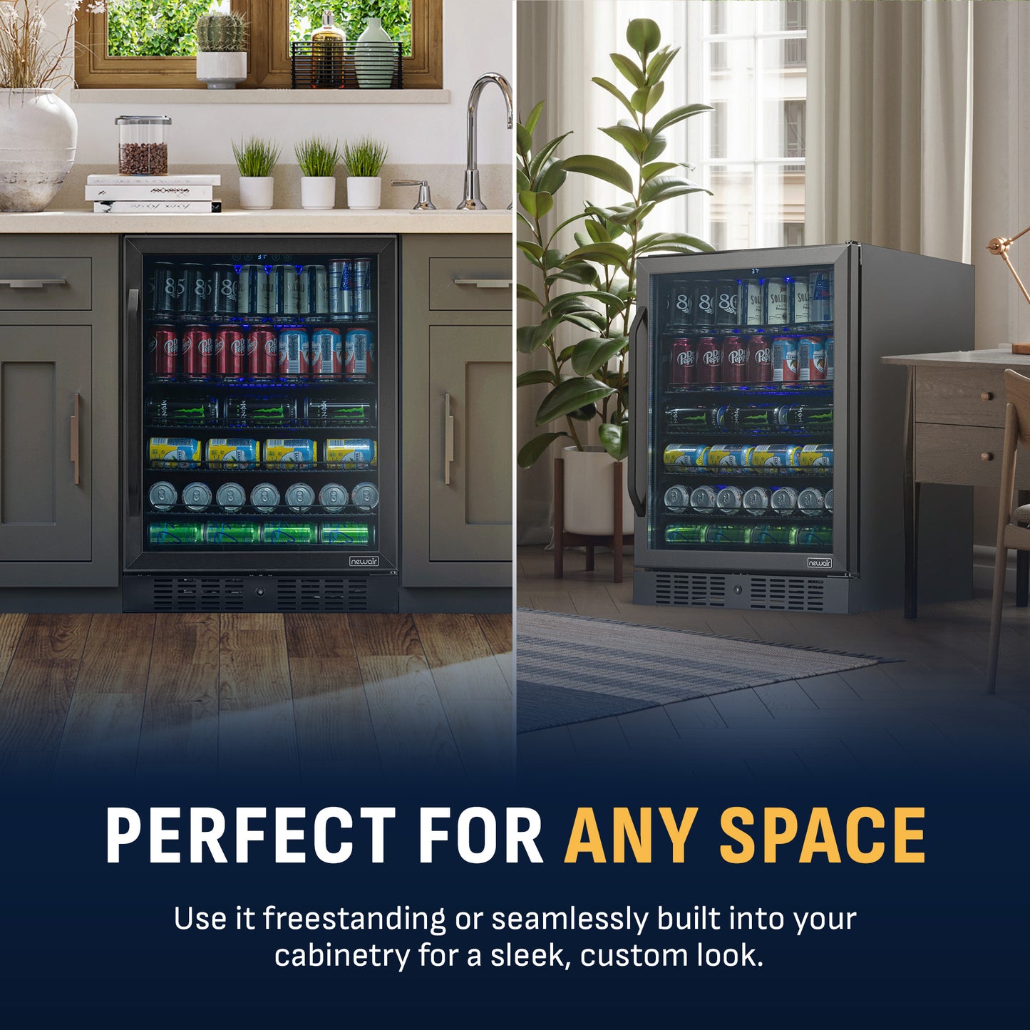 Newair® 177-Can Built-In Black Beverage Fridge - 24"