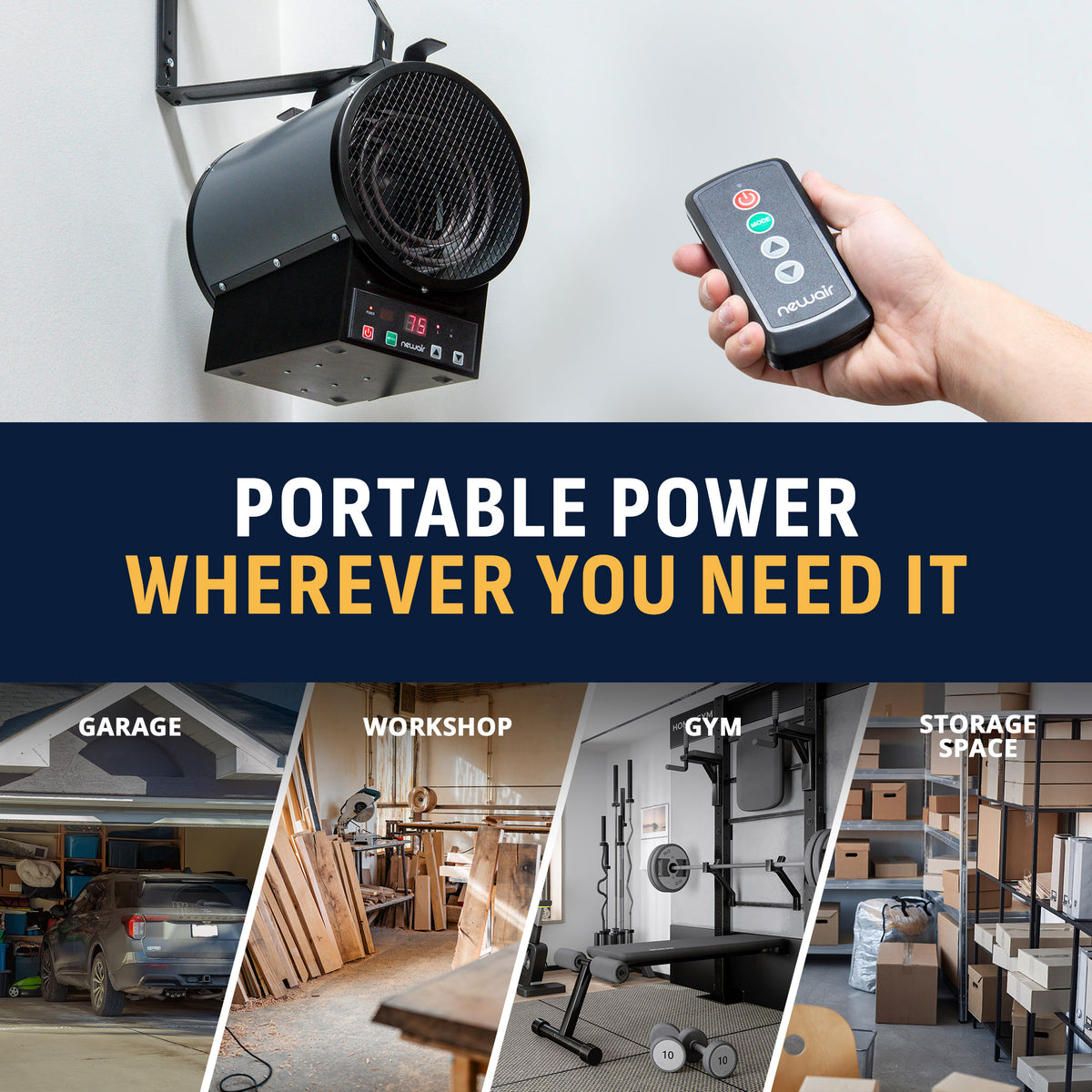 Newair® Electric Garage Heater - Freestanding or Ceiling/Wall Mounted