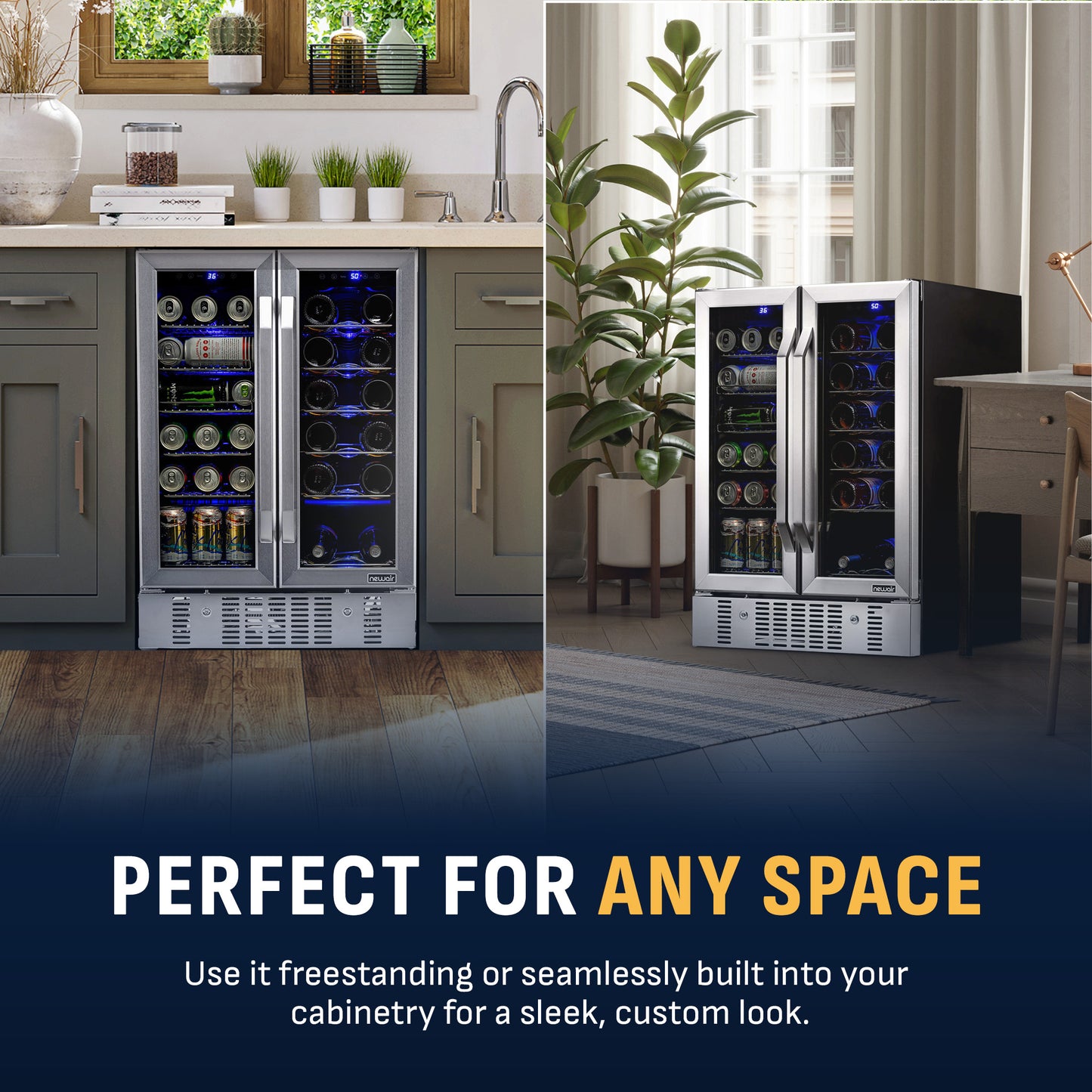 Newair® 24” Dual Zone Wine and Beverage Fridge in Stainless Steel