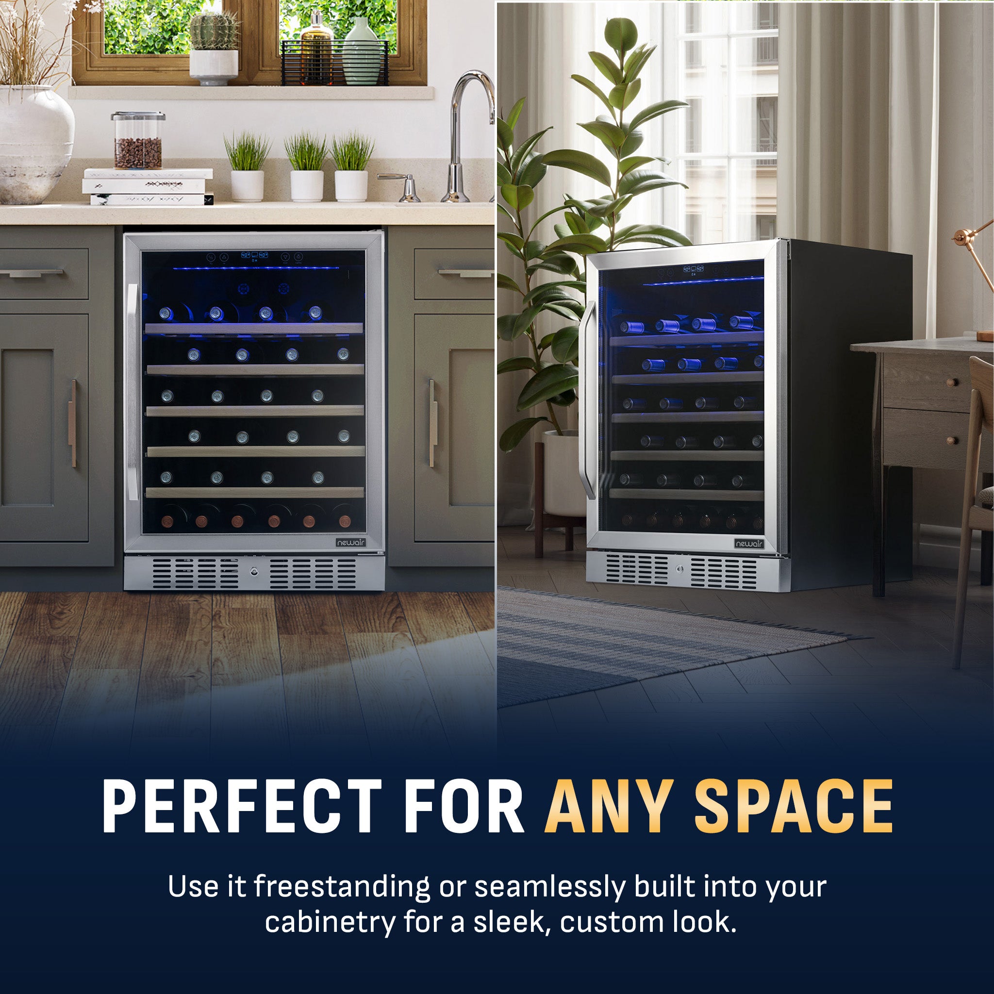52-Bottle Stainless Steel Built-In Wine Fridge | Newair