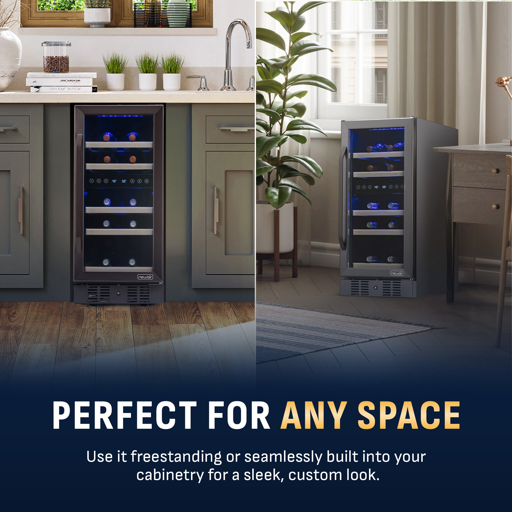 29-Bottle Black Built-In Dual Zone Wine Fridge | Newair