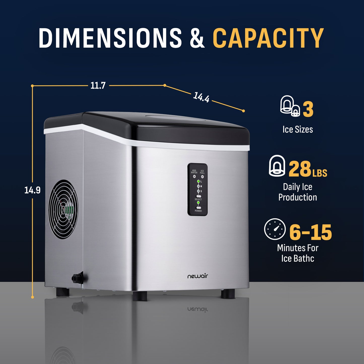 Newair® Countertop Ice Maker, Bullet Ice