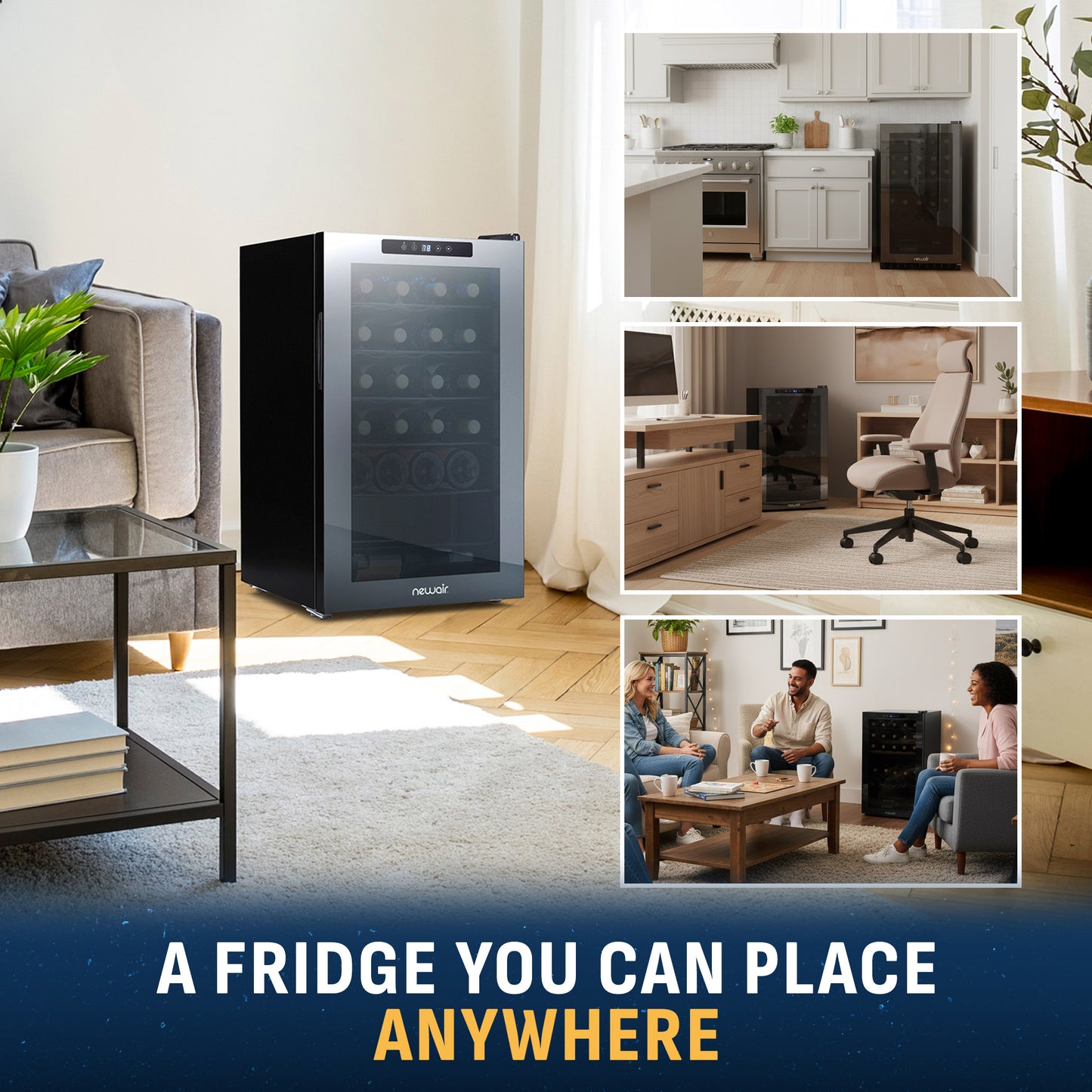 Newair® 24-Bottle 16.9" Shadowᵀᴹ Series Freestanding Wine Fridge