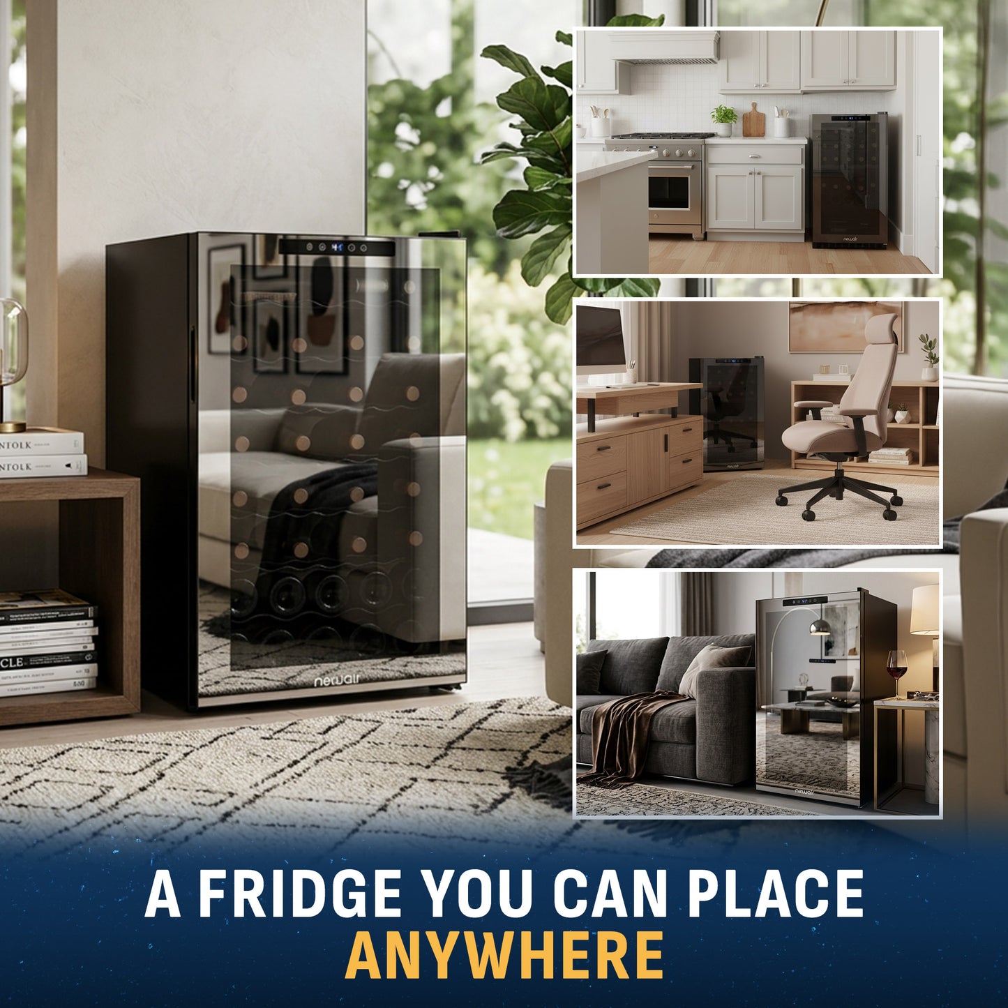 Newair® 51-Bottle 19.5" Black Freestanding Wine Fridge