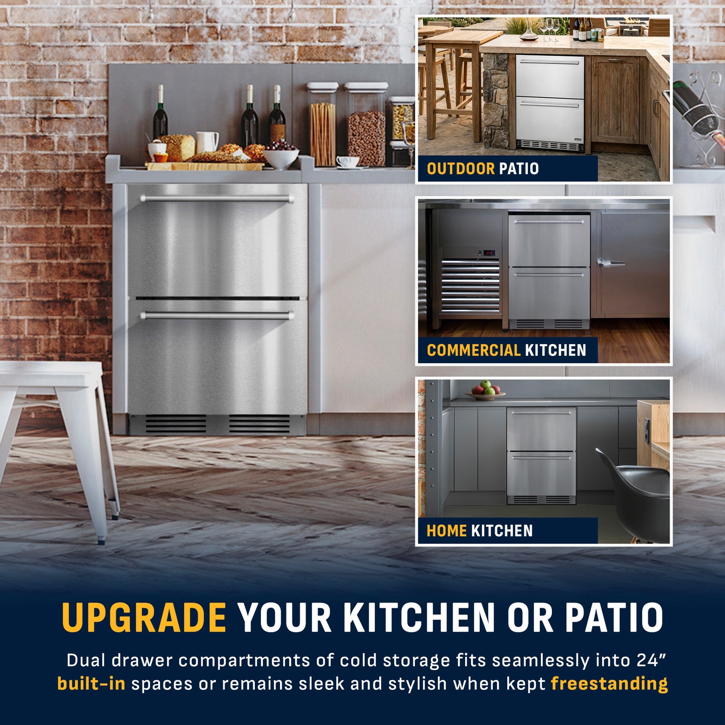 Newair® 80-can and 20-bottle Built-In/Freestanding Beverage Fridge - 24"