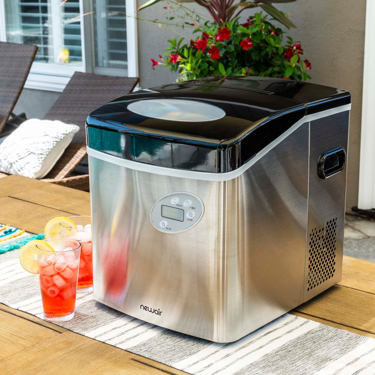 Newair® Countertop Ice Maker. Bullet Ice, 50 lbs/day - Red