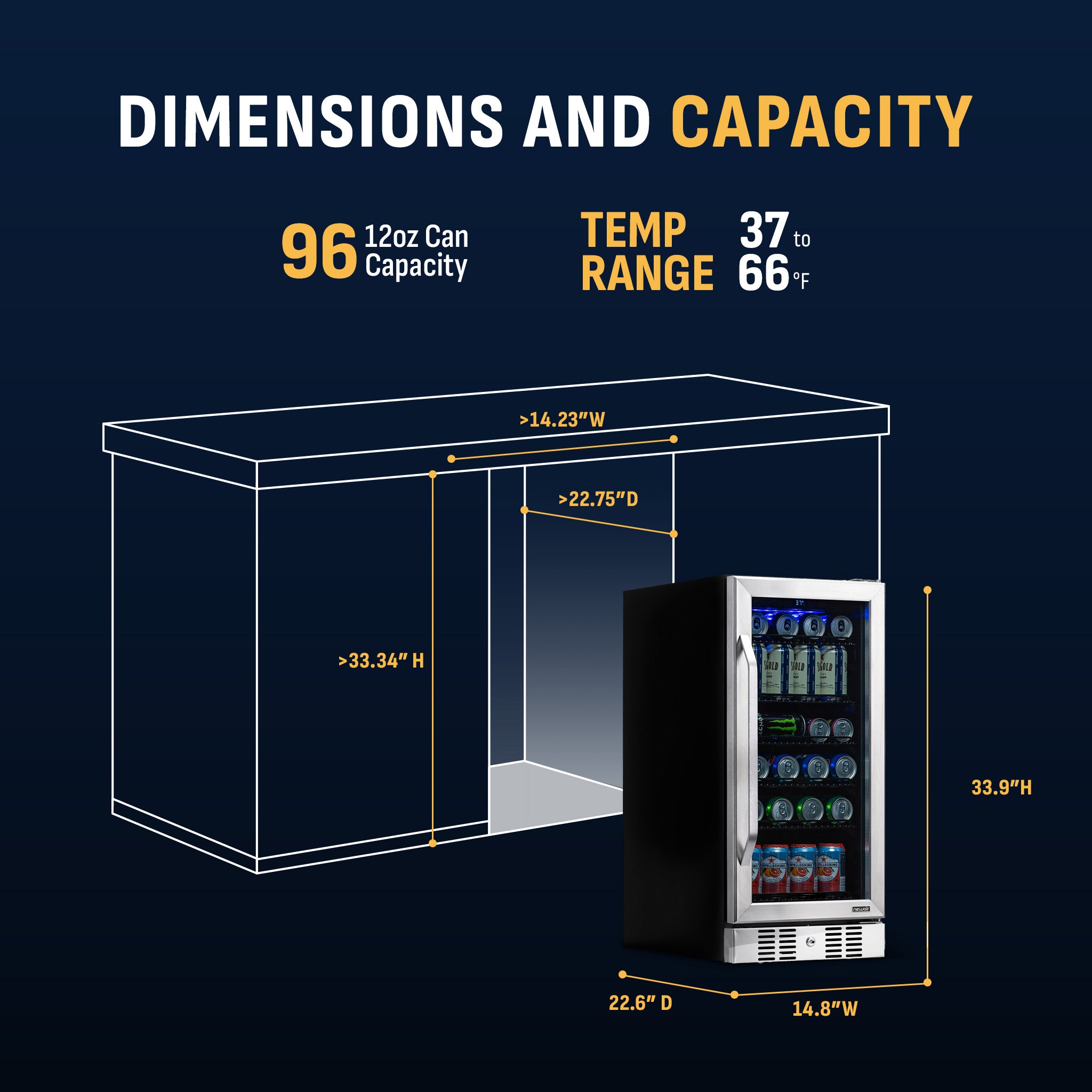 96-Can Built-In Stainless Steel Beverage Fridge | Newair